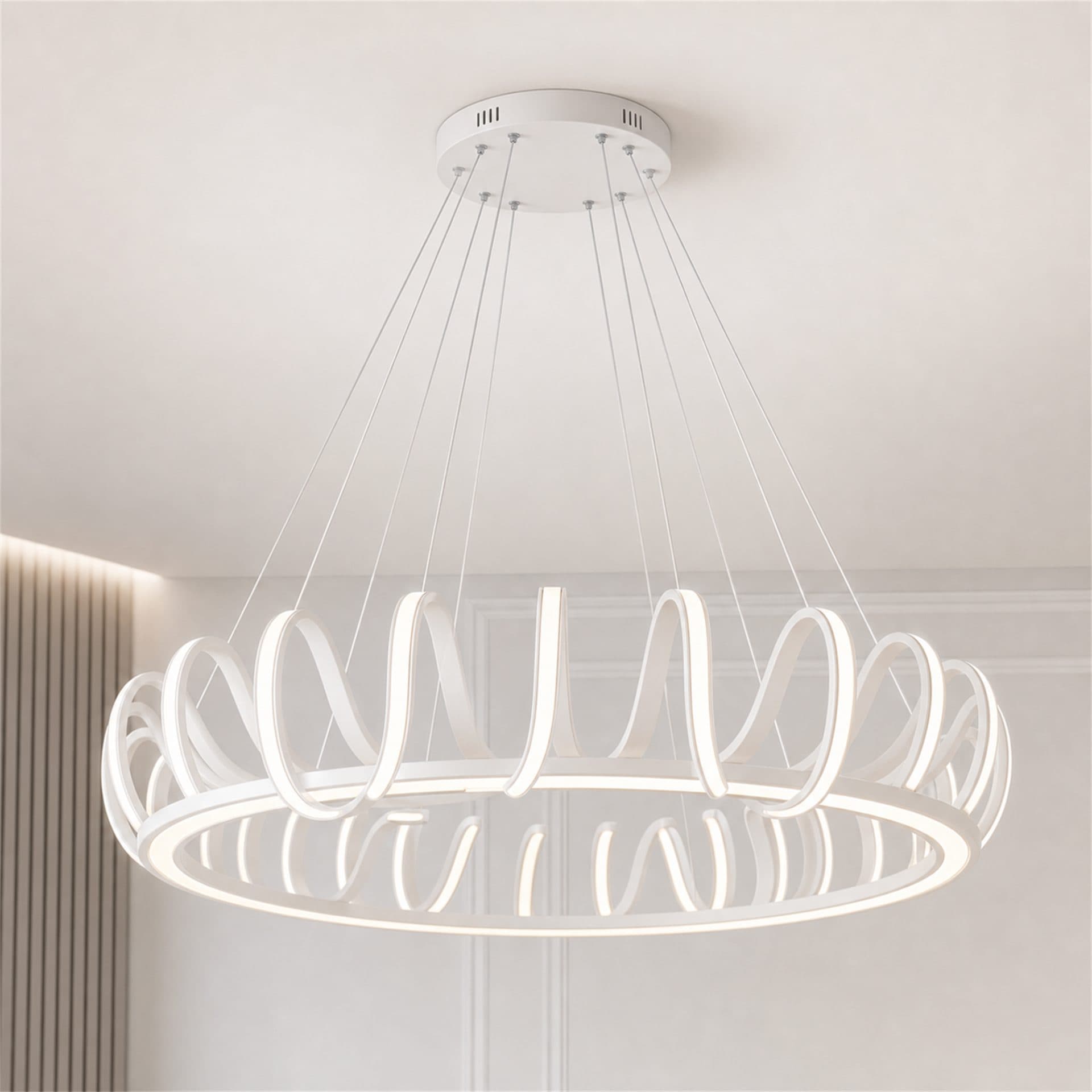 Lustra LED Flippy KALESA Grande Supremo Ø130cm Lumina Neutra 4000K 42W Alb Metal si Acril — imagine 10