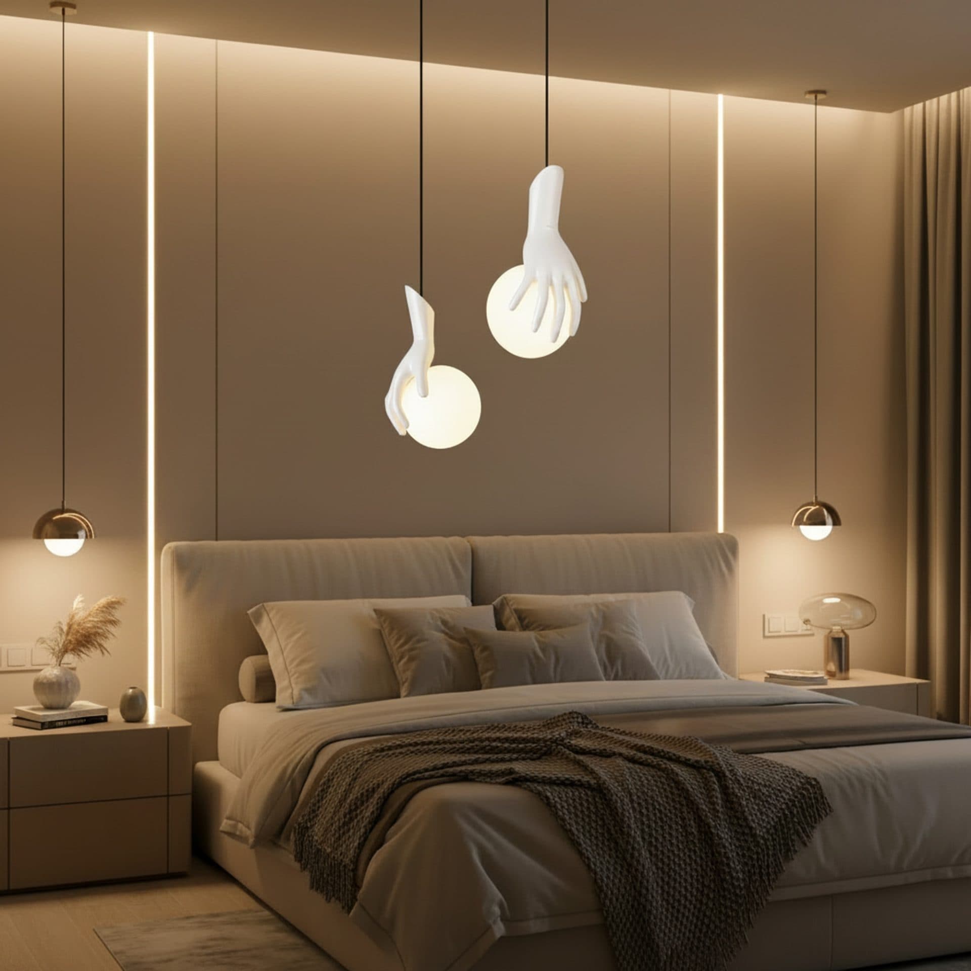 Lustra LED Flippy MANOS 13x120cm Sticla si Resina Alb — imagine 4