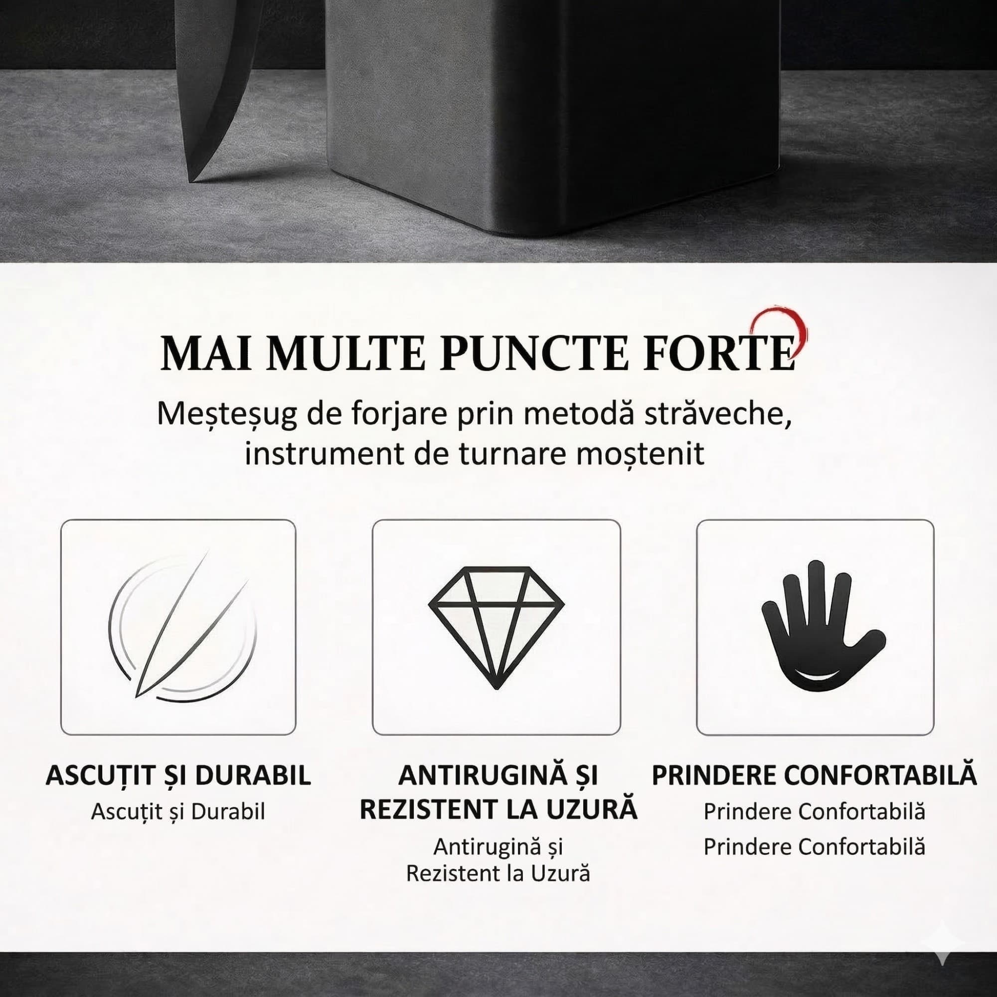 Set cutite bucatarie Flippy, 9 piese, otel inoxidabil negru — imagine 6