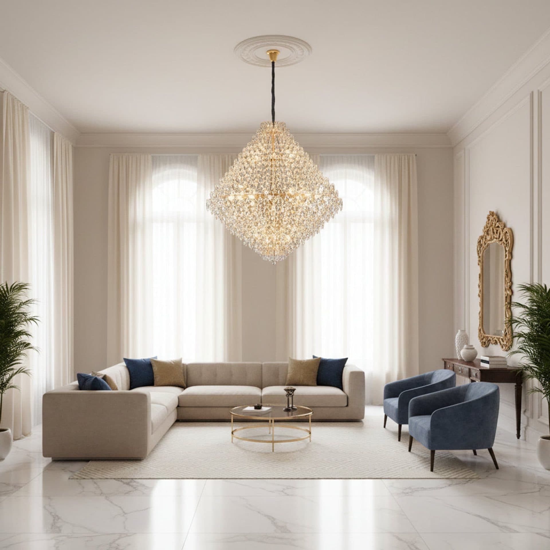 Candelabru Cristal KONIG Grande Supremo Auriu 54x E14 D150 cm — imagine 2