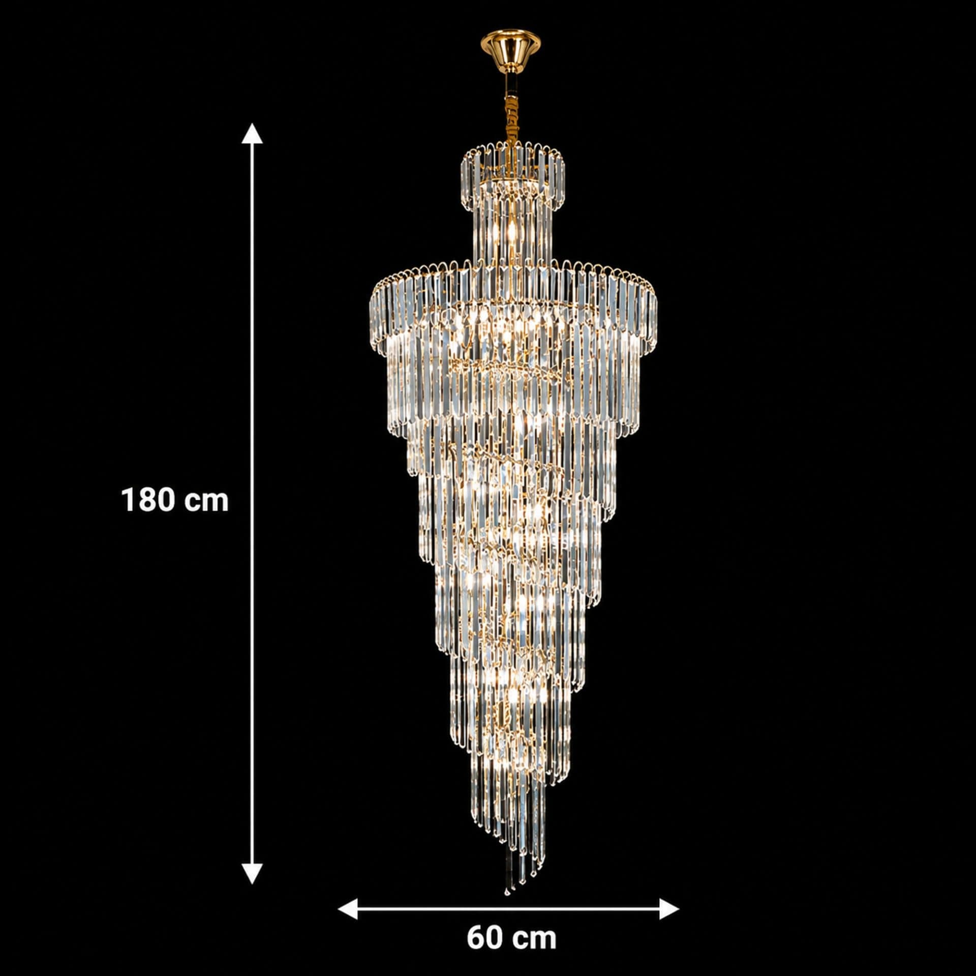 Candelabru Flippy Cristal 27xE14 D60 cm Auriu Metal si Cristal — imagine 4
