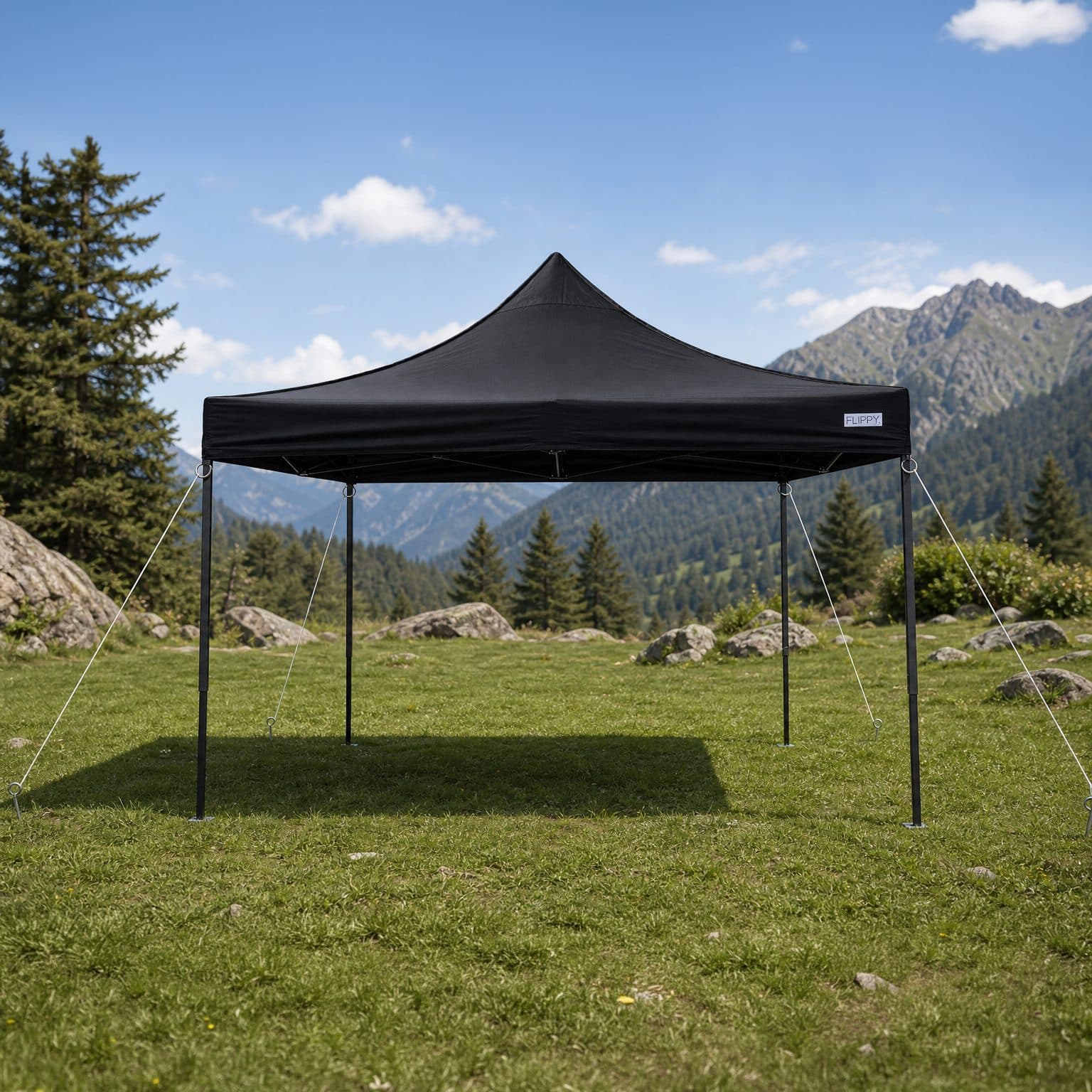 Pavilion pliabil Flippy 3x3m, cadru metal ranforsat, negru — imagine 1