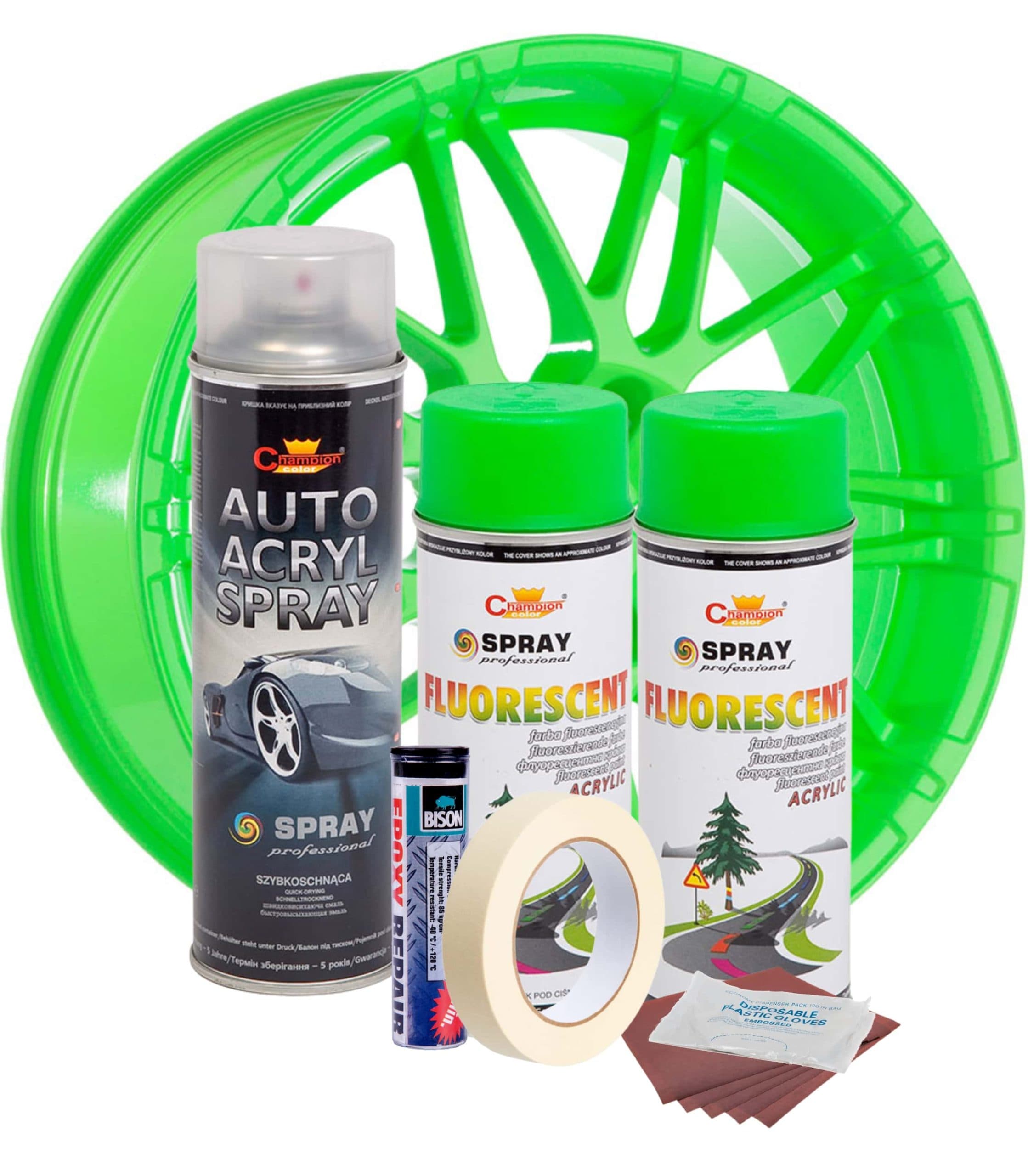 Kit reparatie si vopsire jante AVEX.ro Culoare Verde Fluorescent, V2 — imagine 2