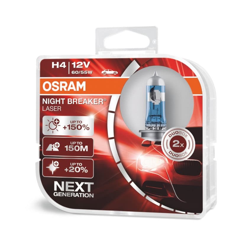 Becuri auto Osram Set 2 Halogen H4 12V 60/55W P43t Night Breaker Laser — imagine 1