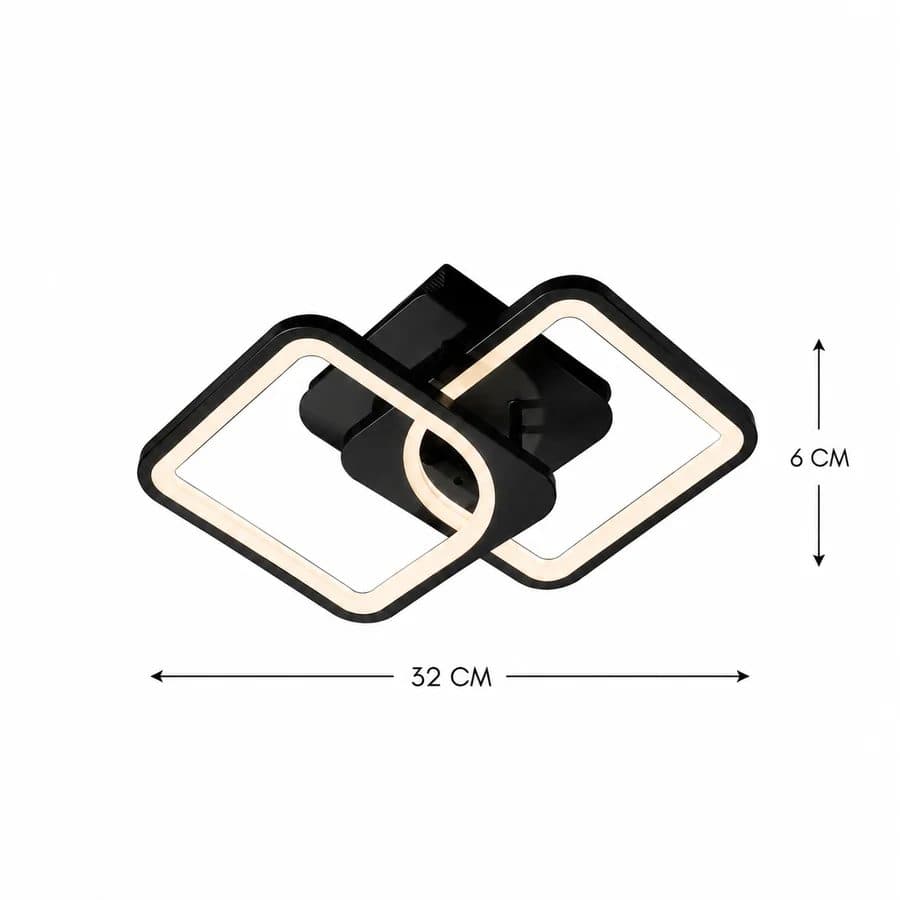 Lustra LED cu telecomanda ZOE 27W, 2 Patrate, Dimabila, Negru — imagine 6