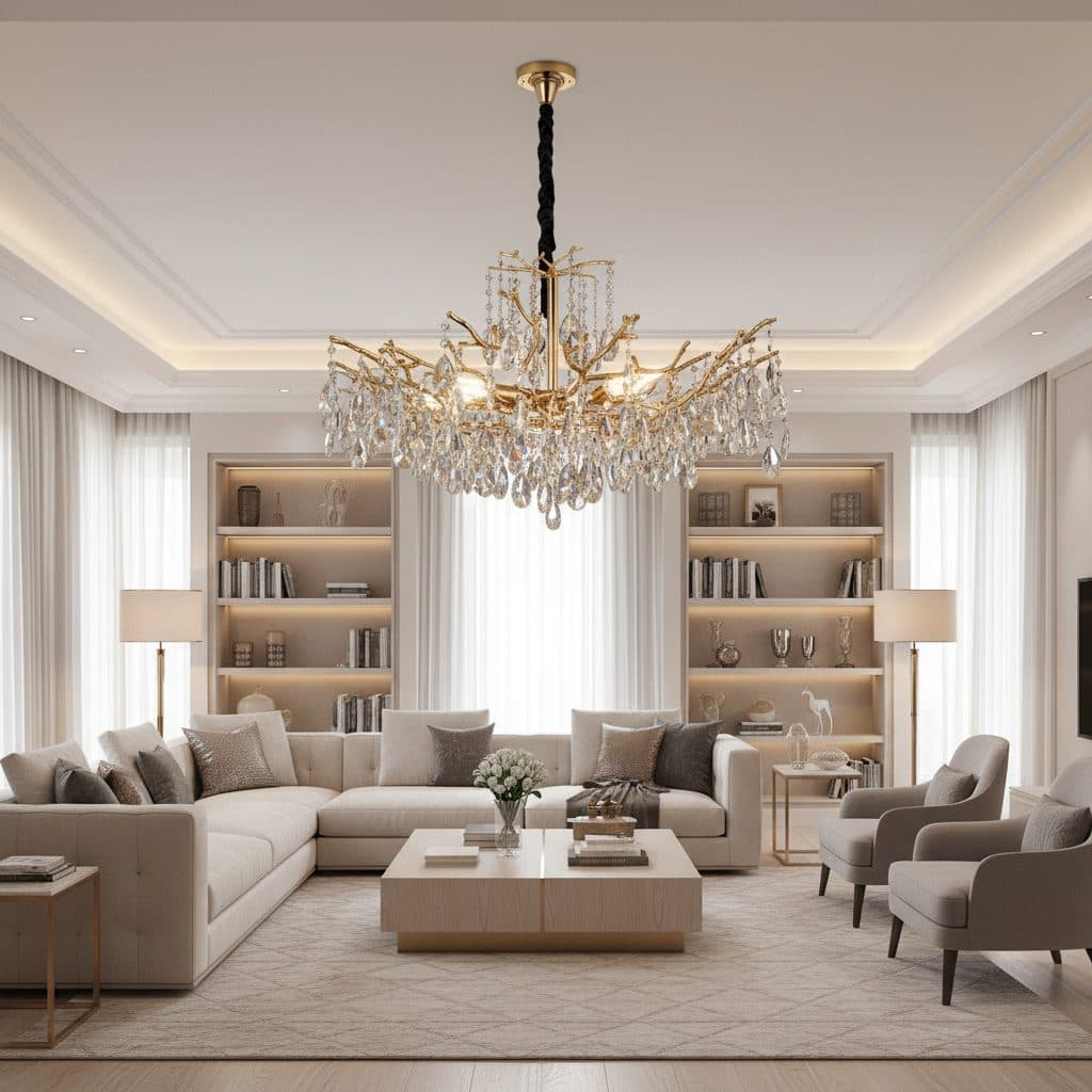 Candelabru Flippy Cristal REINA Regalis, 8x E14, D80cm, Auriu, Metal si Cristal — imagine 5