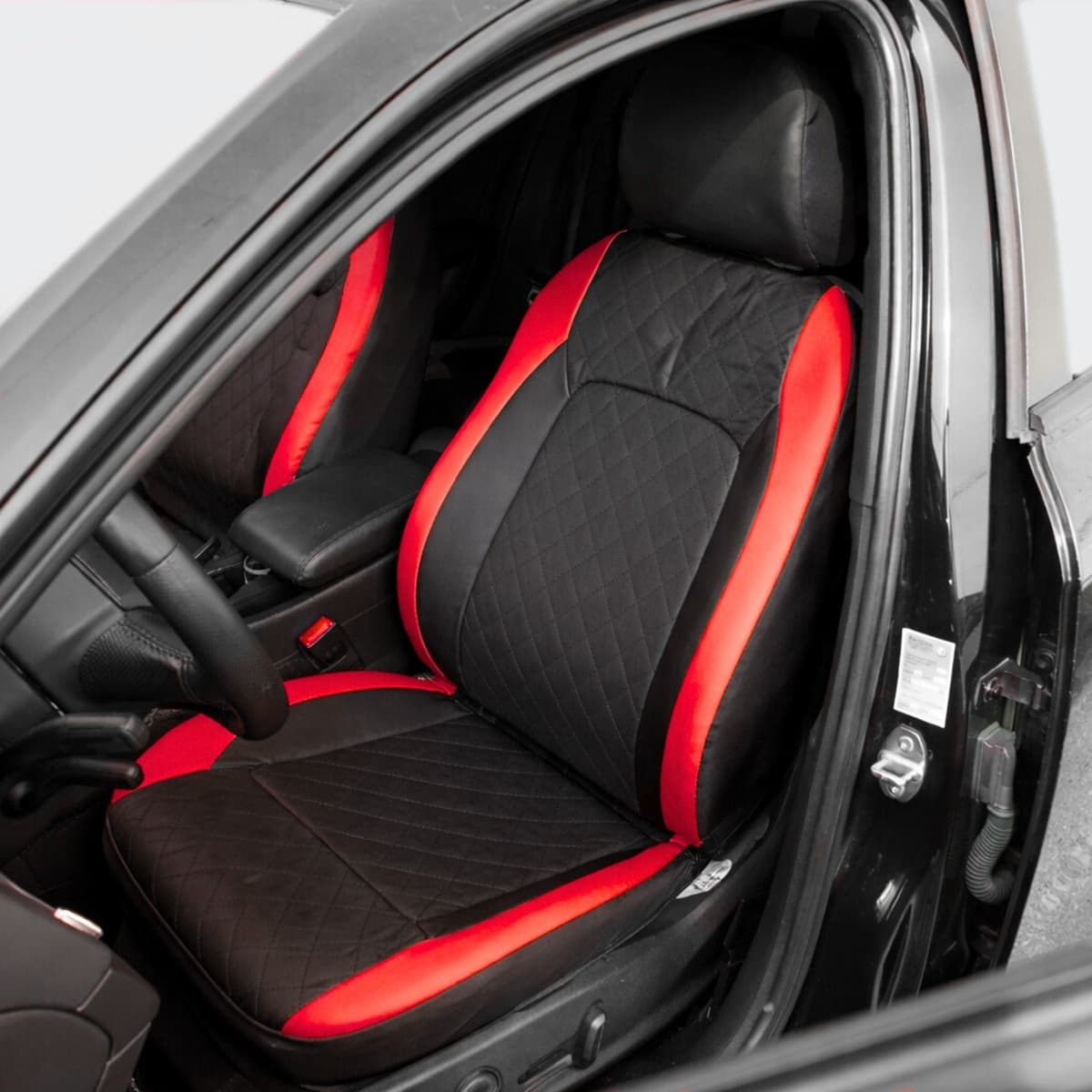Set huse scaune auto Premium Diamond Racer, Negru/Rosu — imagine 4