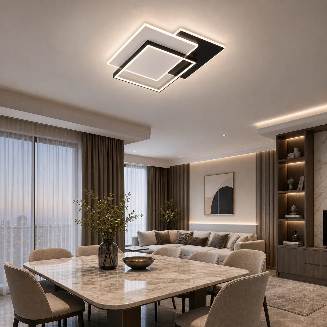 Lustra LED Flippy 98W 3 Patrate telecomanda Negru — imagine 9