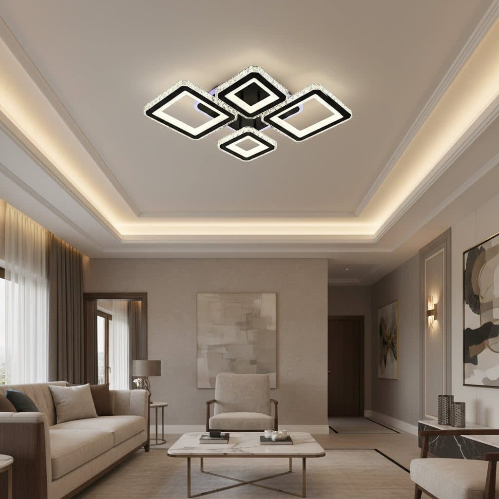 Lustra LED cu telecomanda si cristal Flippy QUADRIS RGB 96W — imagine 4