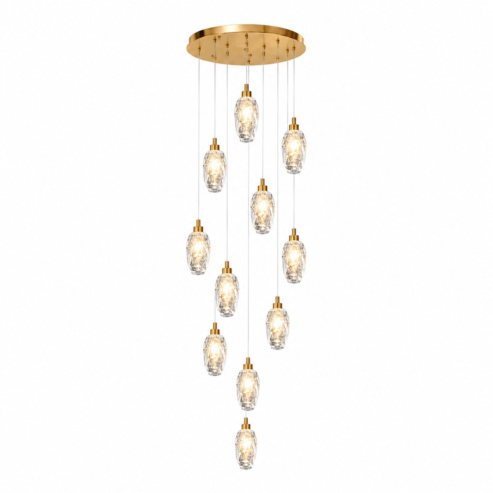 Candelabru LED Cristal Suspendat 12 Surse 36W Diametru 40cm — imagine 9