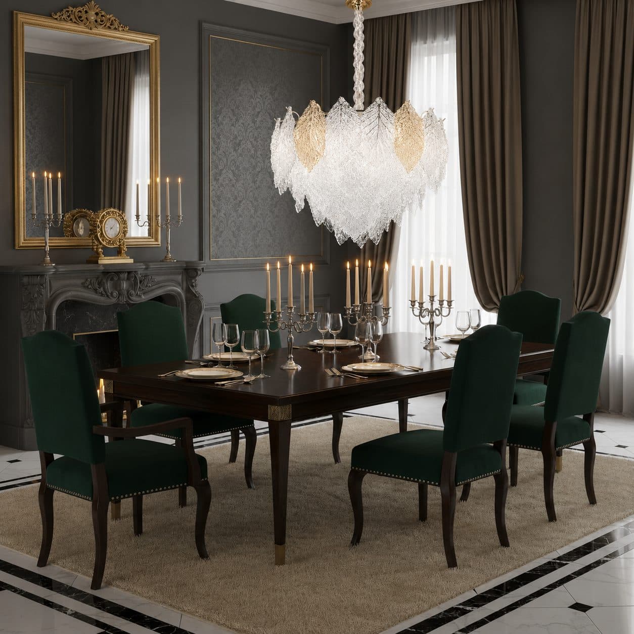 Candelabru Cristal 9xE14 Auriu Lucios Design Elegant — imagine 6