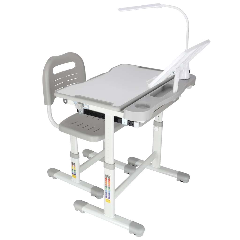 Set birou reglabil cu scaun ergonomic IKONKA, gri/alb, 70 x 51 cm — imagine 4