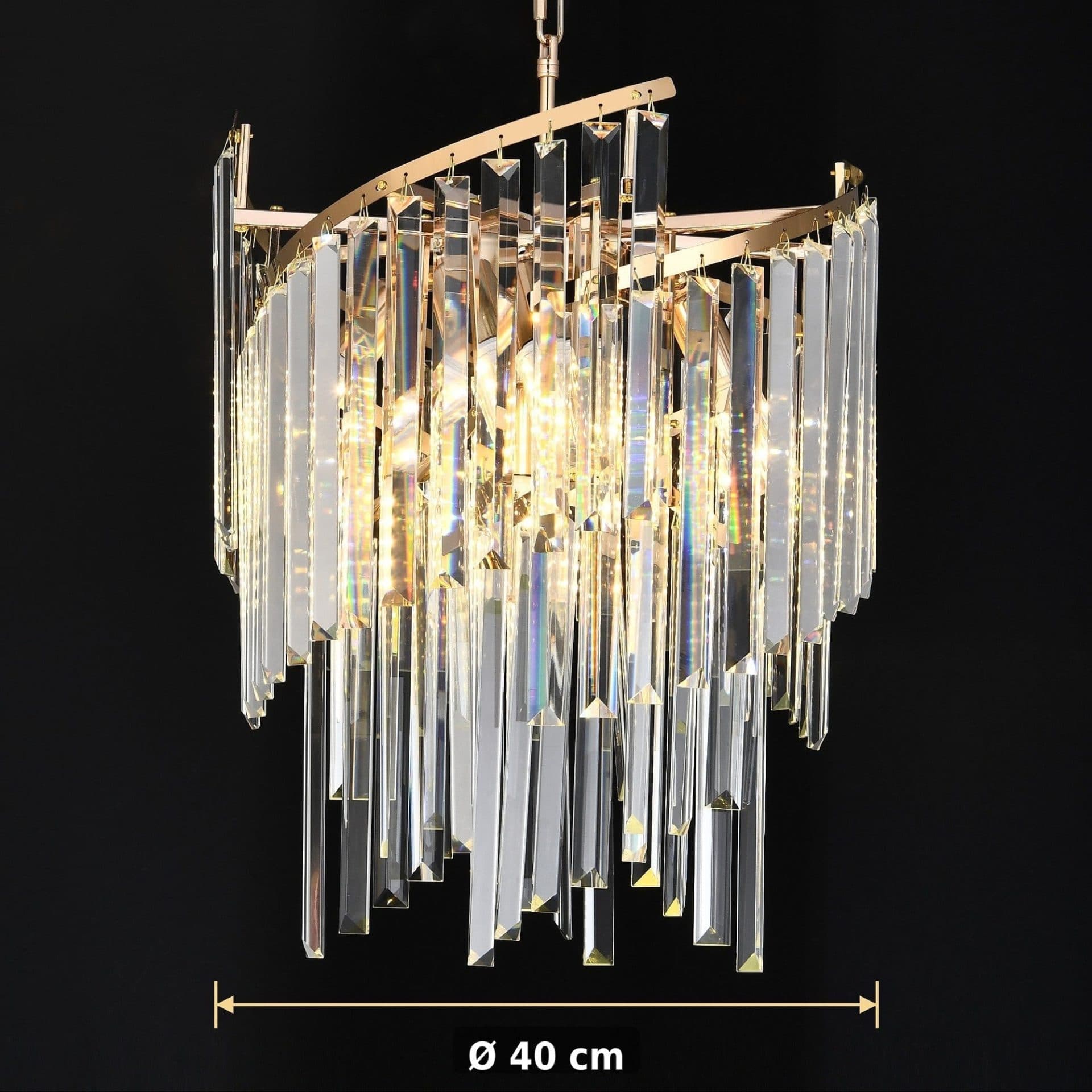 Candelabru Flippy Cristal TWEEZE Nobile, 6xE14, D40 cm, Auriu, Metal si Cristal — imagine 4