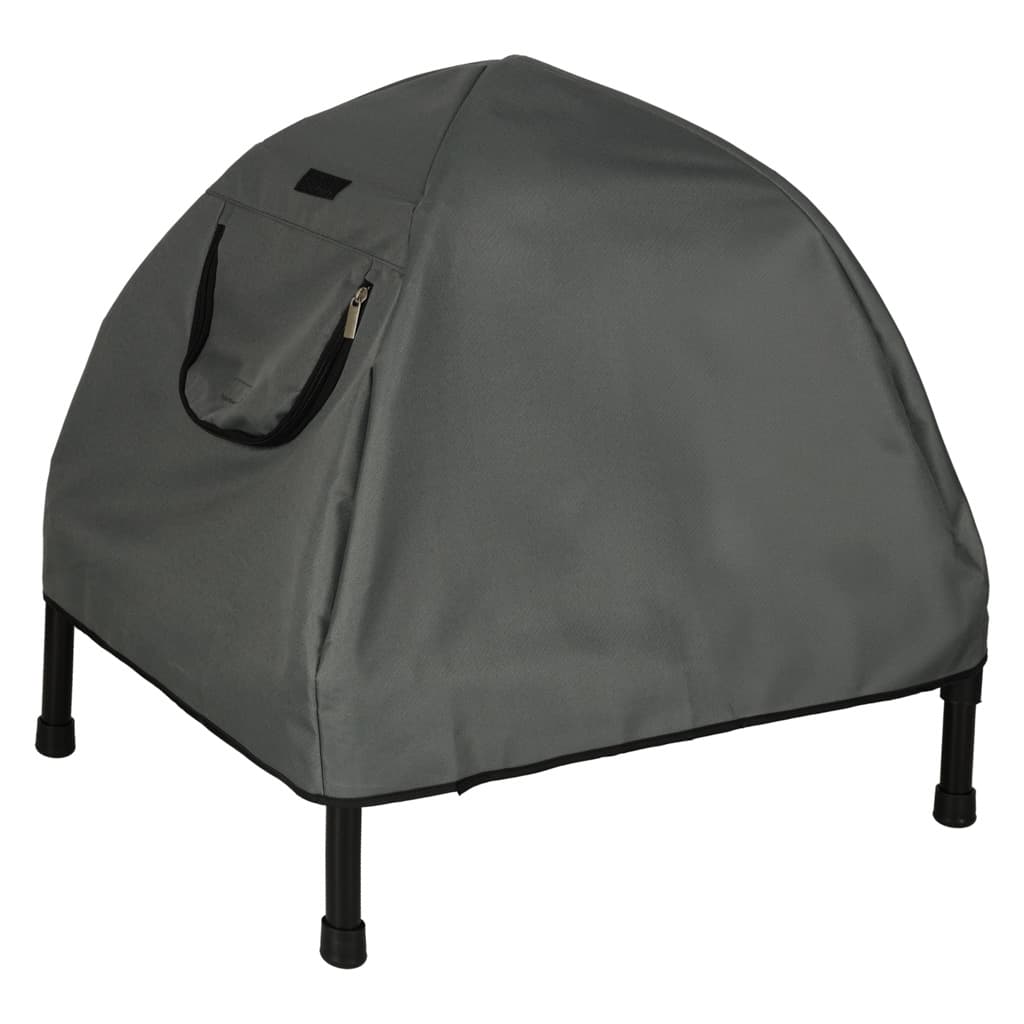 Pat tip cusca pentru caini si pisici, cadru metalic negru si panza gri, 60 x 54 x 44 cm — imagine 8