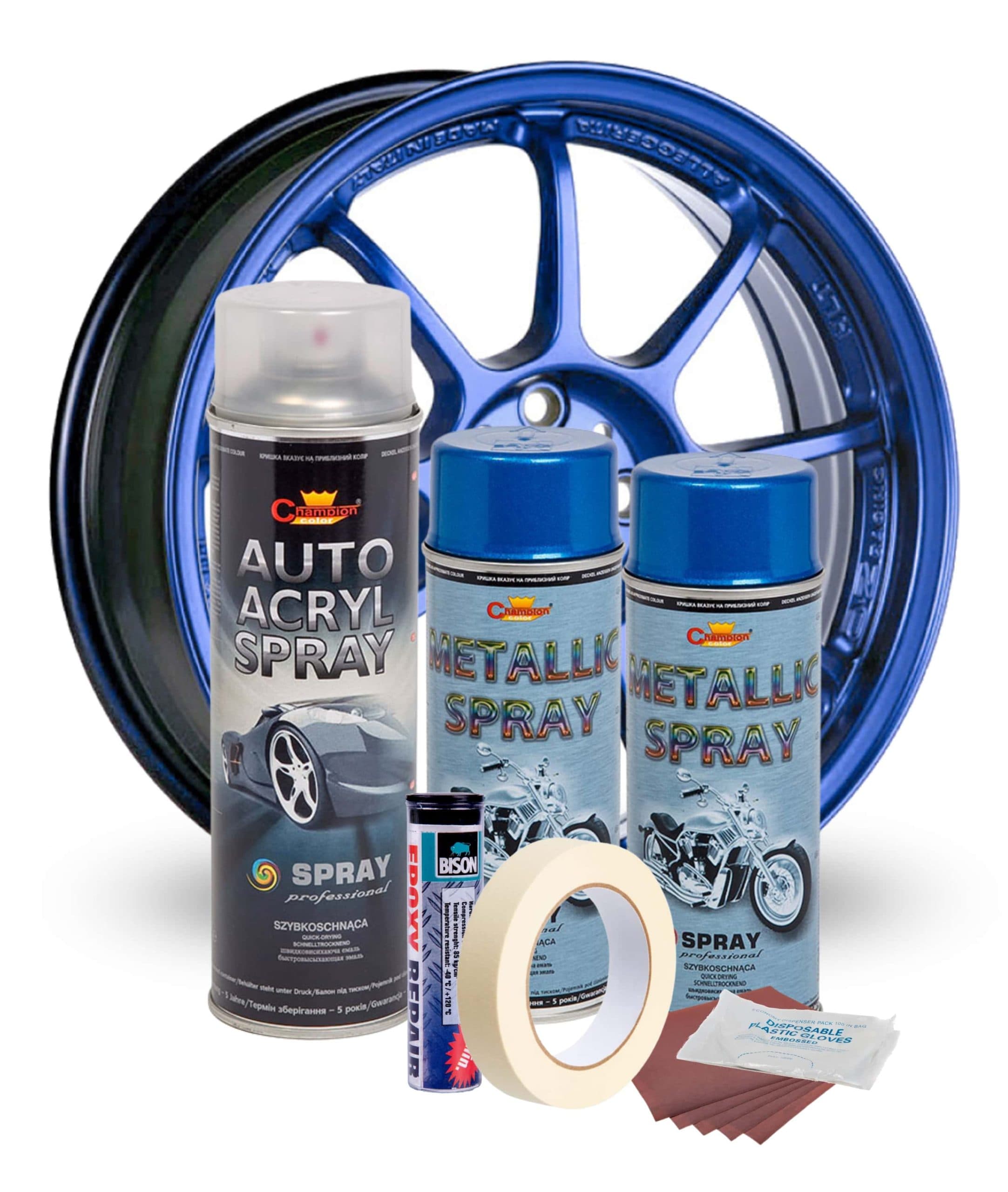 Kit reparatie si vopsire jante AVEX.ro Albastru Metalizat — imagine 2