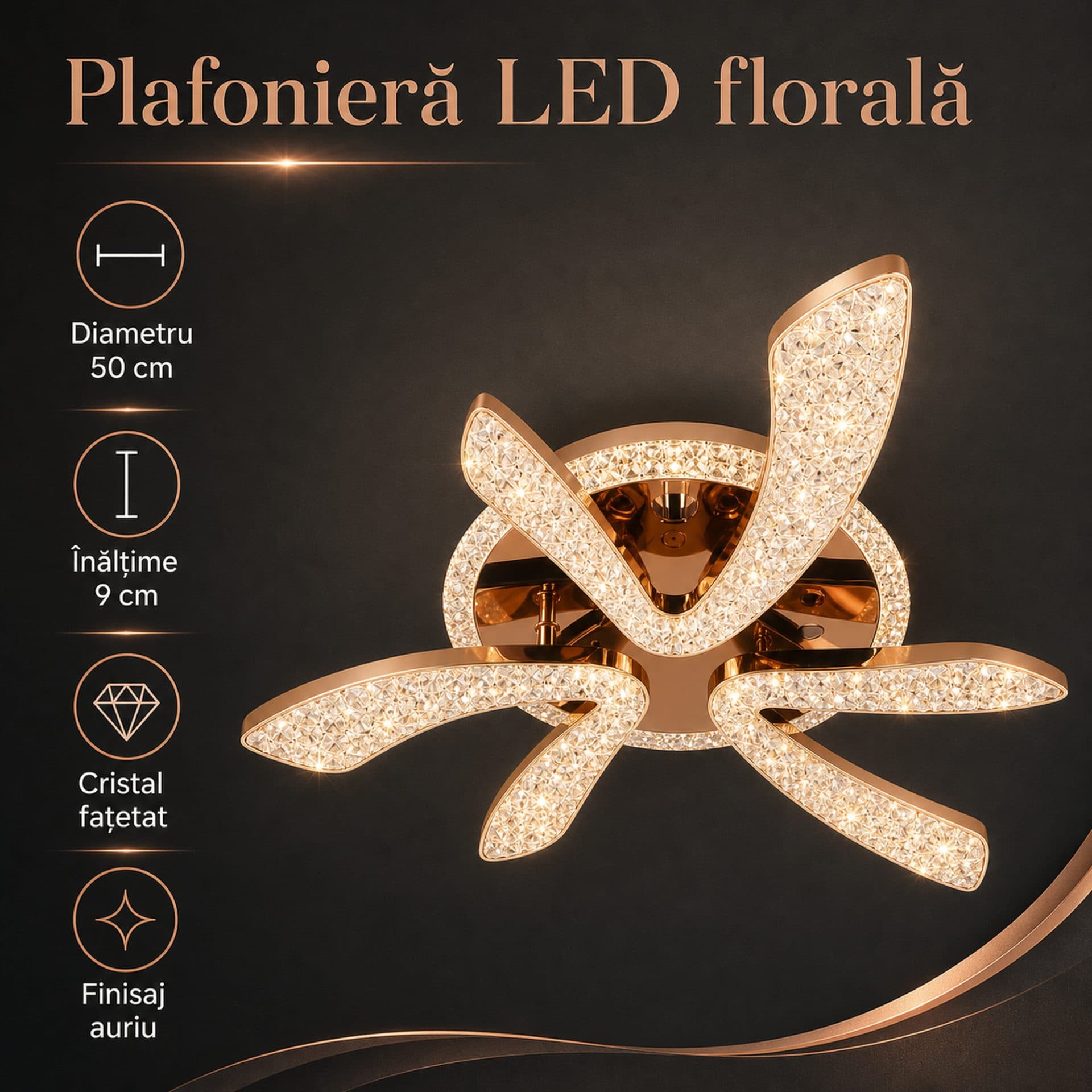 Lustra LED Flippy CHARM Eleganza Auriu 44W — imagine 8