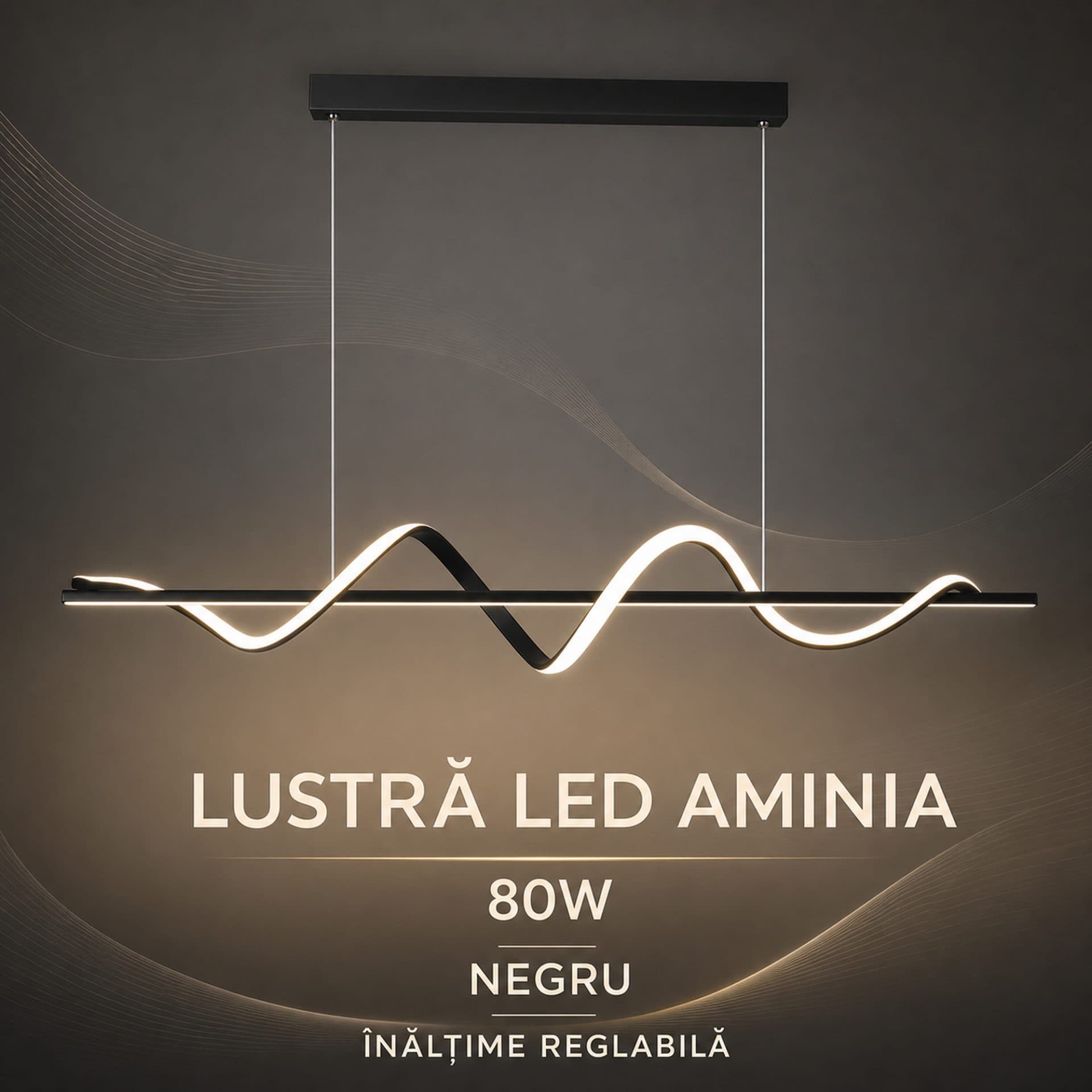 Lustra LED suspendata 80W cu telecomanda, lumina Rece/Calda/Neutra, Dimabila, Negru — imagine 7