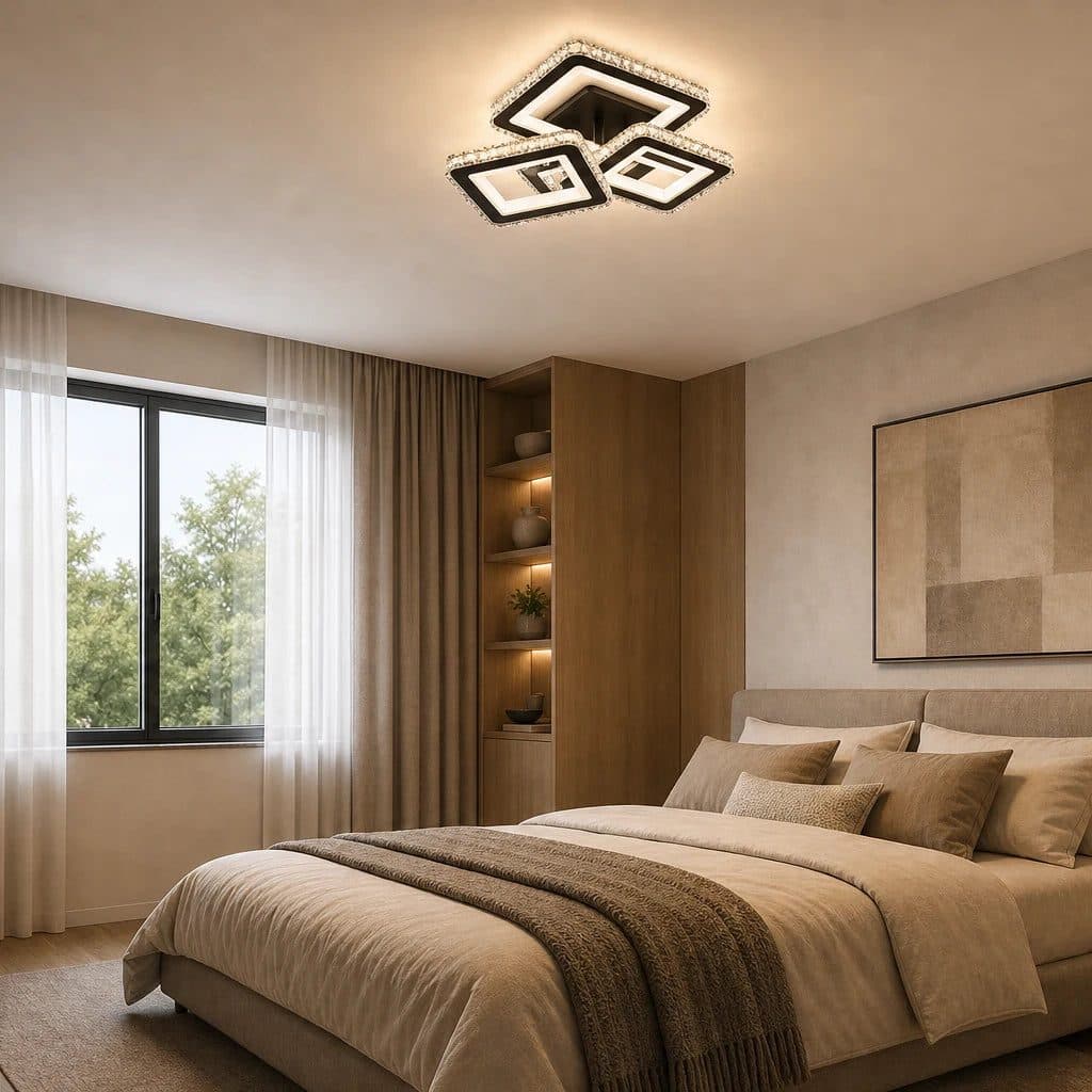 Lustra LED cu telecomanda Flippy LEILA 88W, 3 Patrate, Negru Crom Lucios — imagine 9