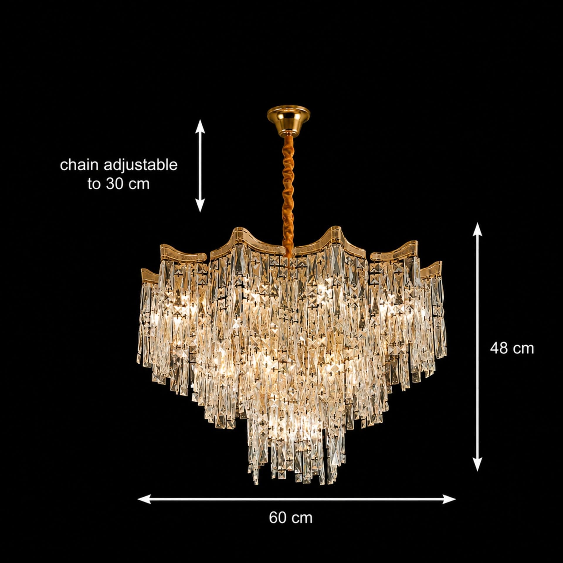 Candelabru Flippy Cristal VETRA Magno 10x E14 D60 cm Auriu Inaltime Reglabila — imagine 4