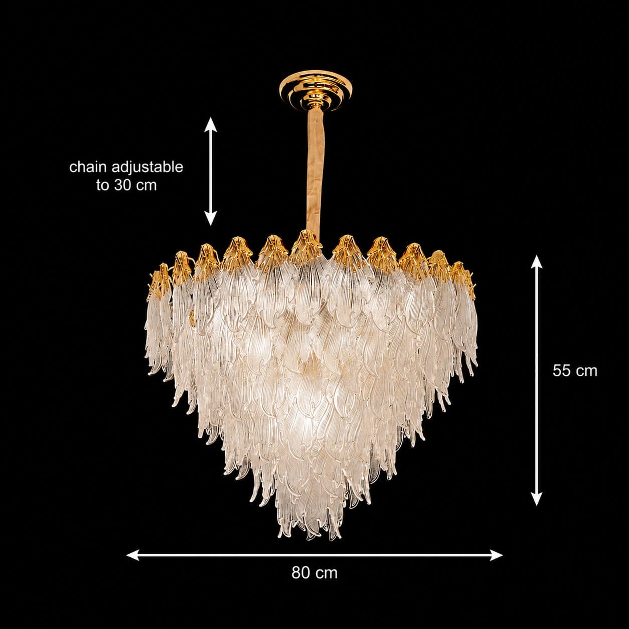 Candelabru Flippy Cristal MURANO Regalis 16x E14, Diametru 80 cm, Auriu — imagine 9