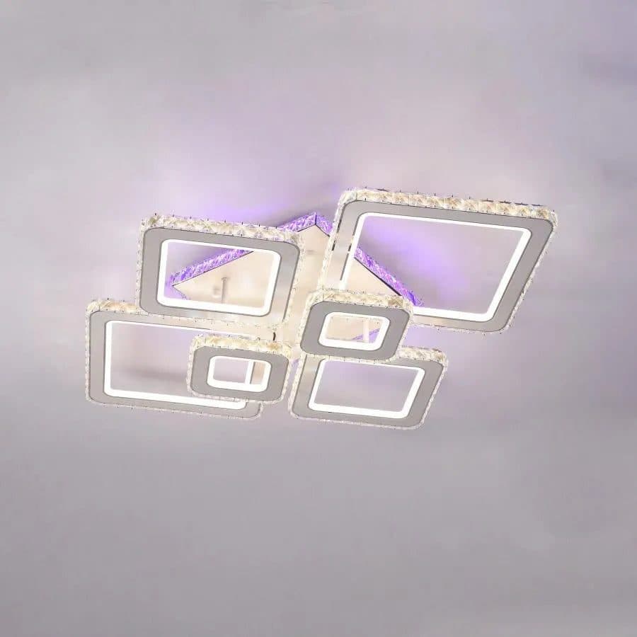 Lustra LED Flippy RGB 288W 6 Patrate Cristal — imagine 4