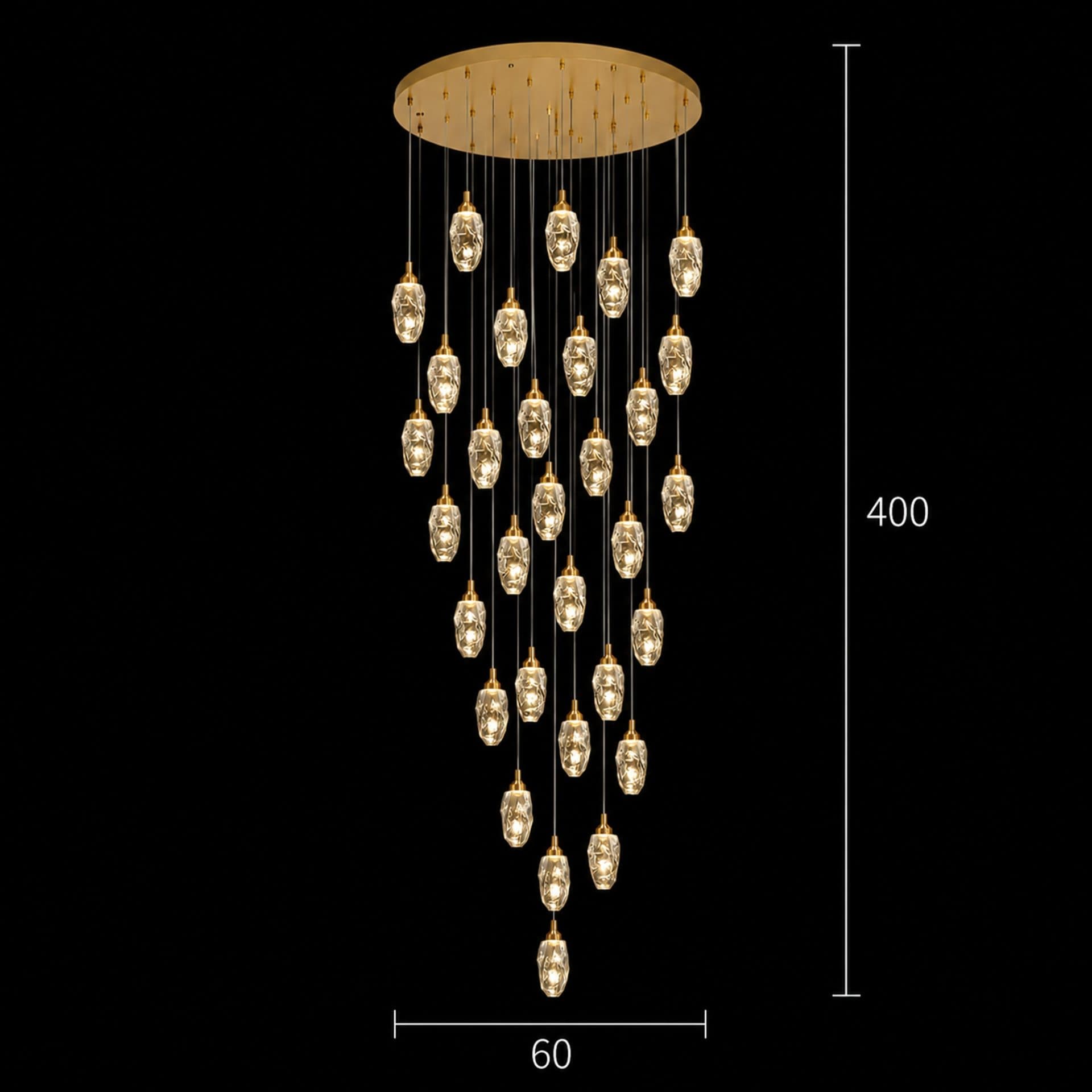 Candelabru LED Flippy Cristal Suspendat 30 Surse 90W Auriu — imagine 8