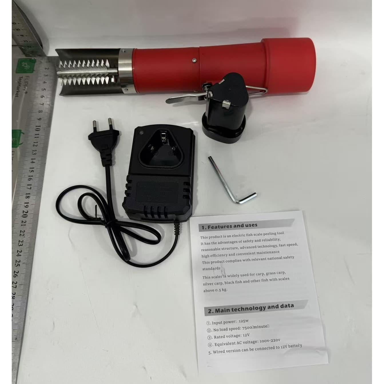 Curatator solzi peste electric Flippy, otel inoxidabil, rosu — imagine 4