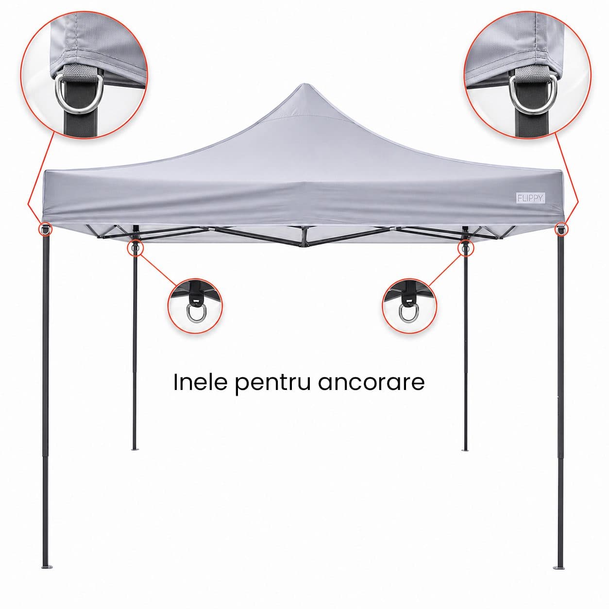 Pavilion pliabil Flippy 3x3m gri — imagine 2