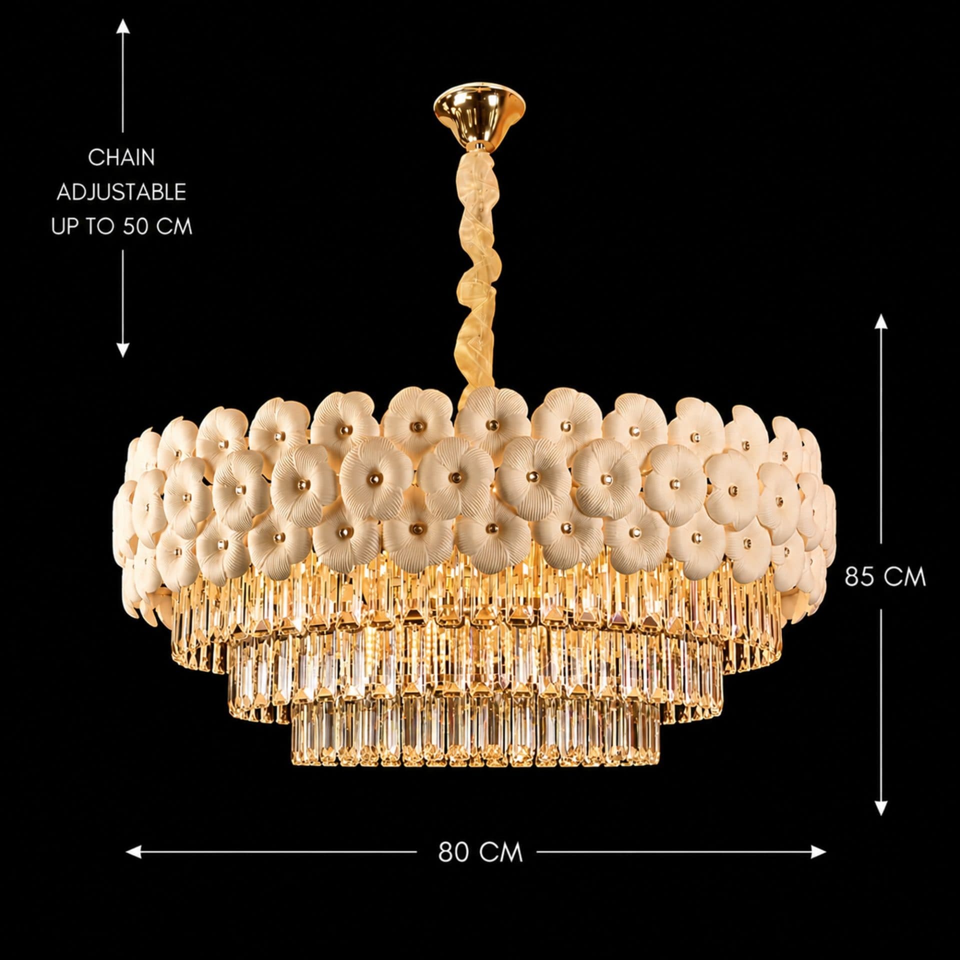 Candelabru Flippy Cristal PETAL Regalis 15xE14 Auriu — imagine 4