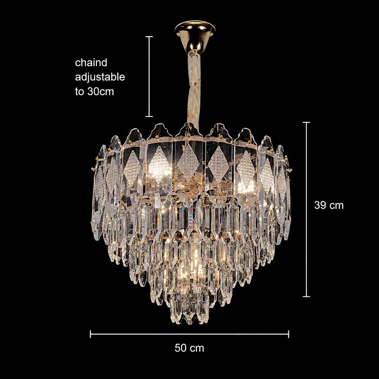 Candelabru Flippy Cristal VELVET Eleganza 9x E14 D50 cm Auriu — imagine 8