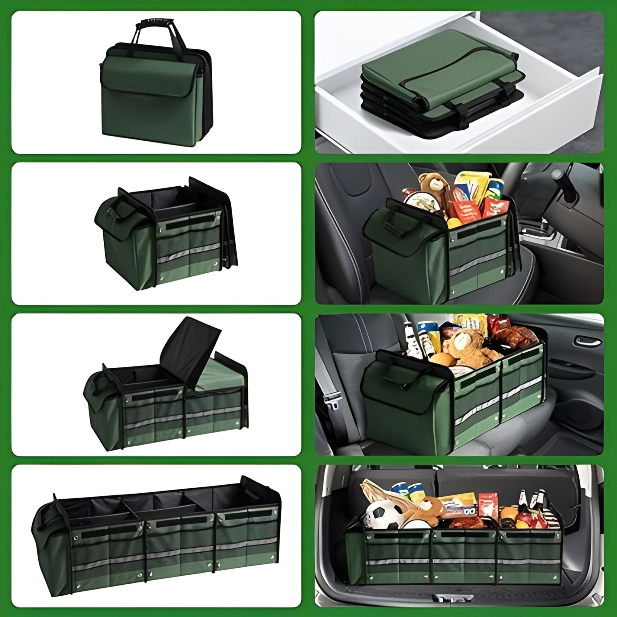 Organizator portbagaj auto Flippy pliabil cu geanta termoizolanta, verde — imagine 2