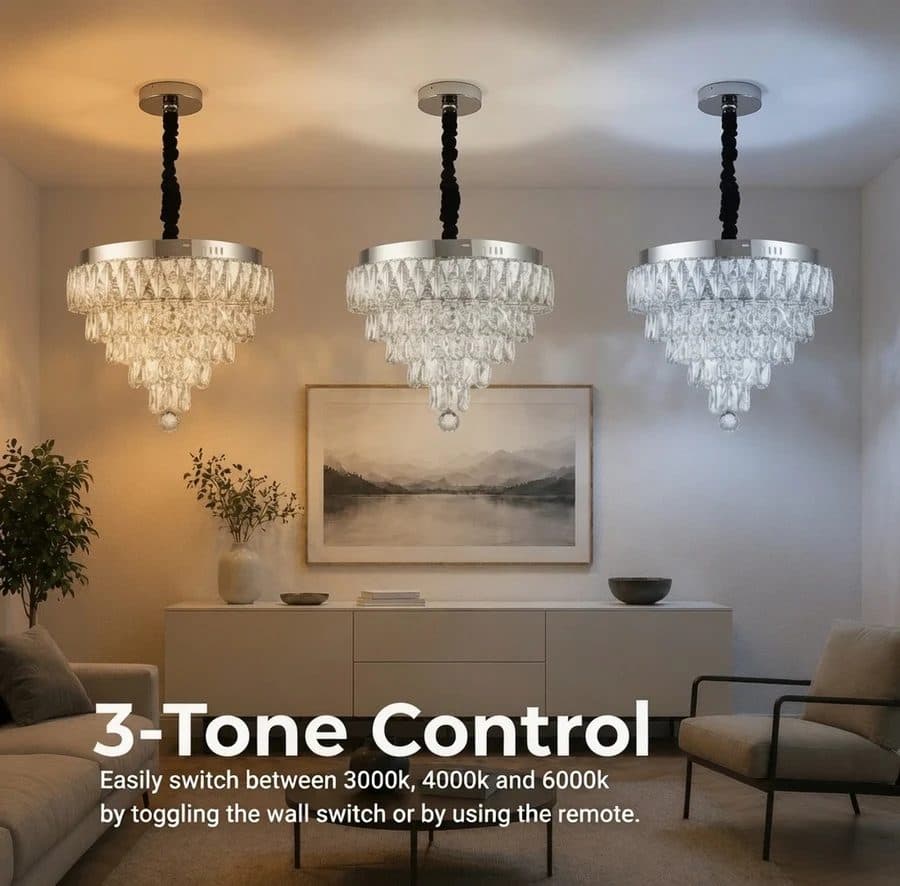 Lustra LED Cristal Nobile RIGO cu telecomanda, Crom Lucios, 39cm — imagine 4