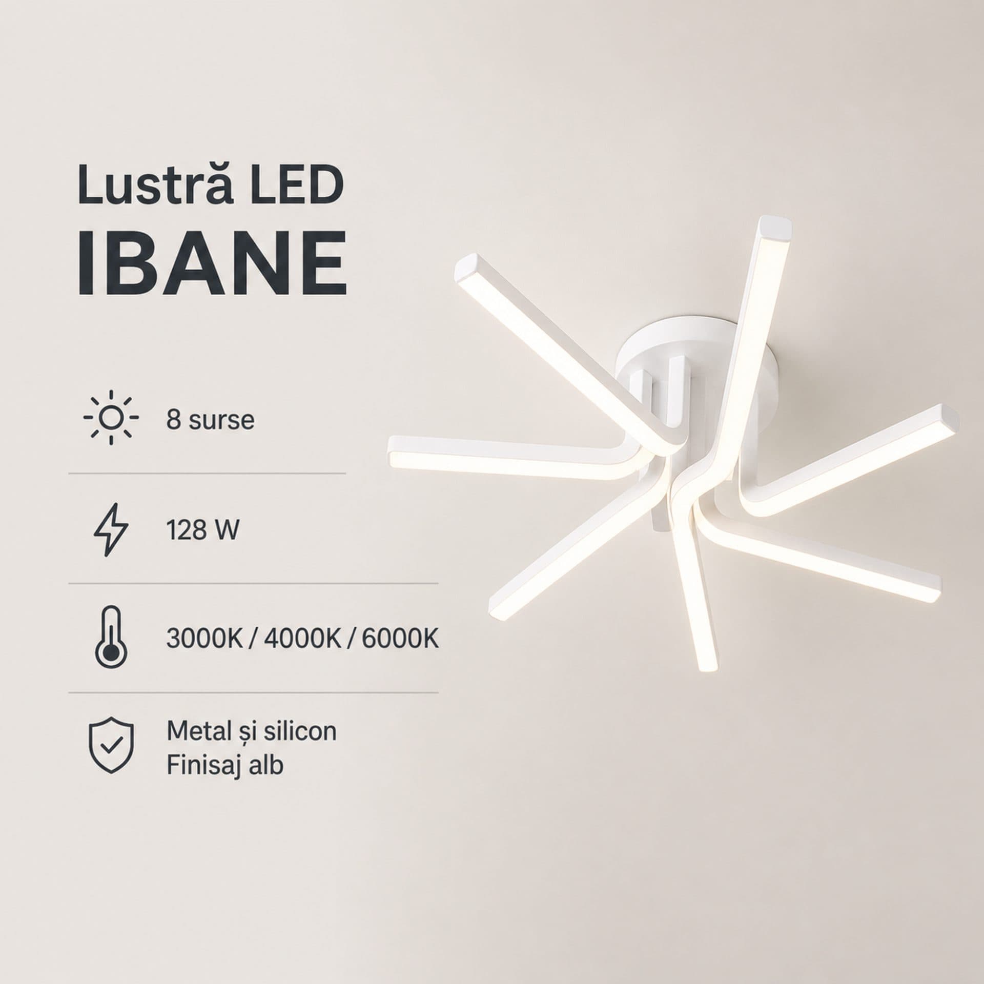 Lustra LED cu telecomanda Flippy IBANE, 128W, Alb — imagine 4