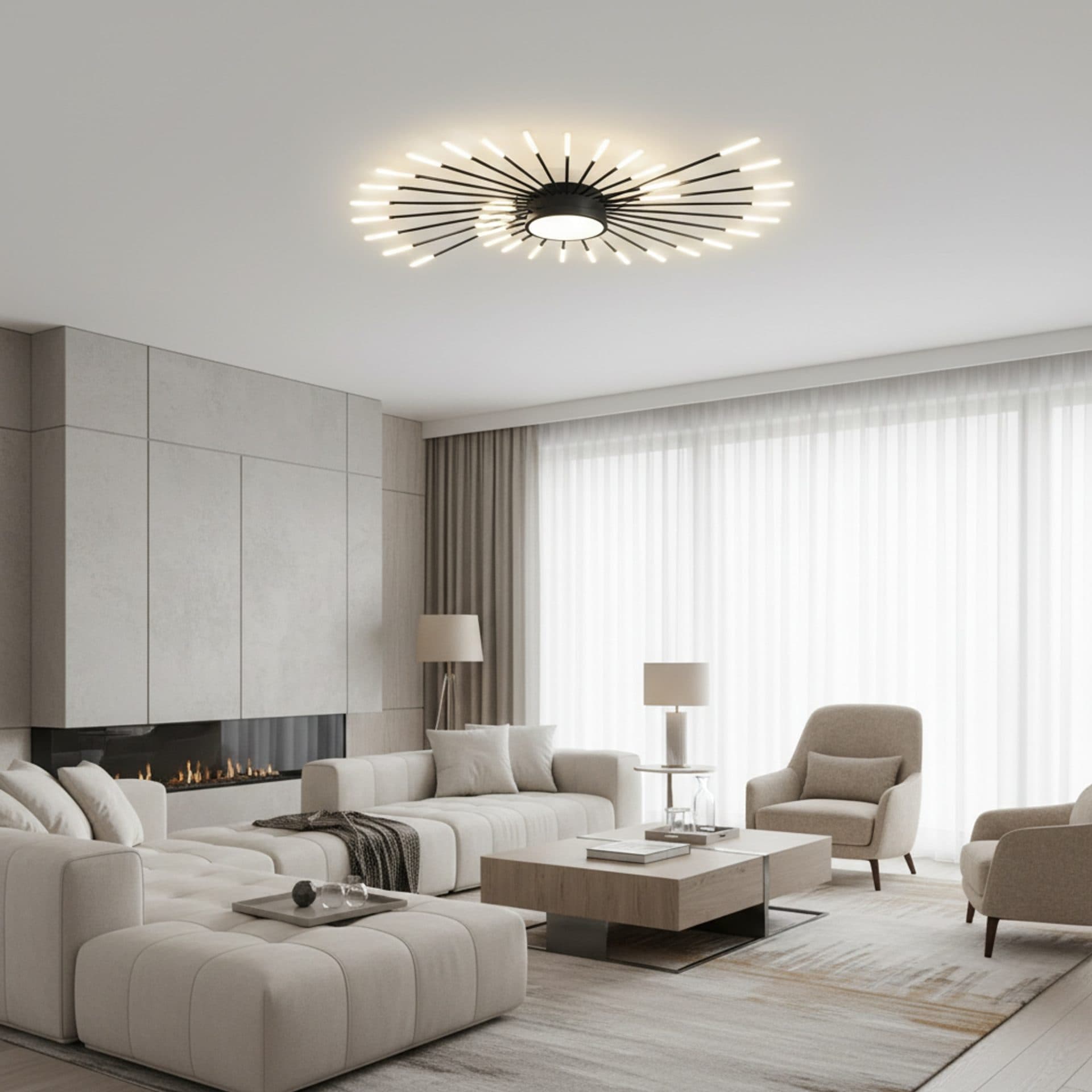 Lustra LED Flippy KALESA Grande, Lumina Neutra 4000K, 28W, Alb, Metal si Acril — imagine 1