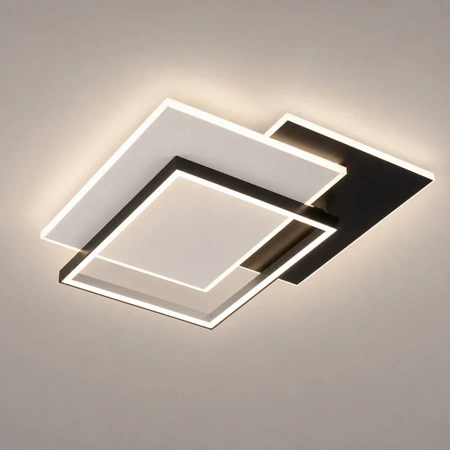 Lustra LED Flippy 98W 3 Patrate telecomanda Negru — imagine 1