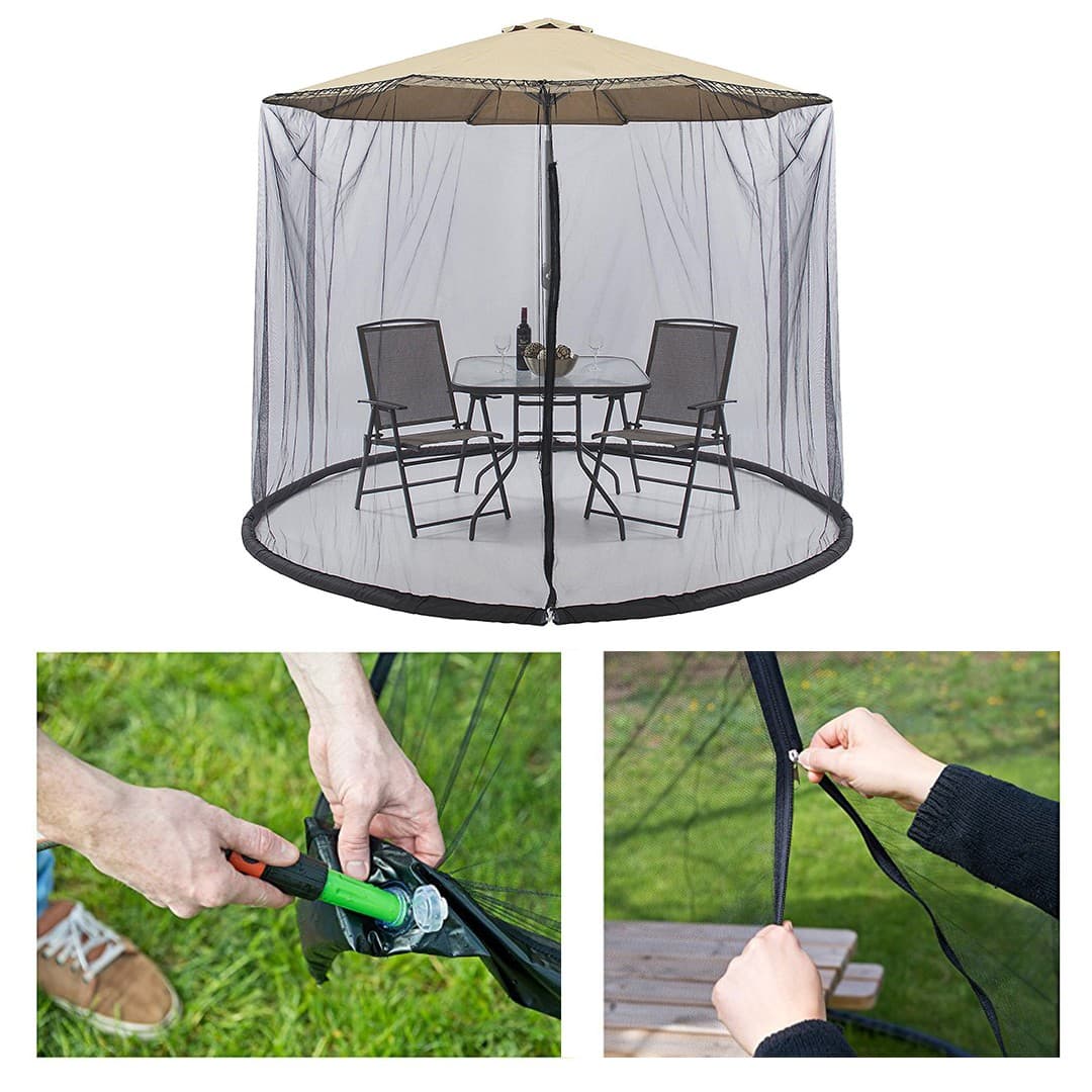 Plasa anti-tantari si insecte Flippy pentru umbrela de soare, 2.3m x 3m, negru — imagine 5