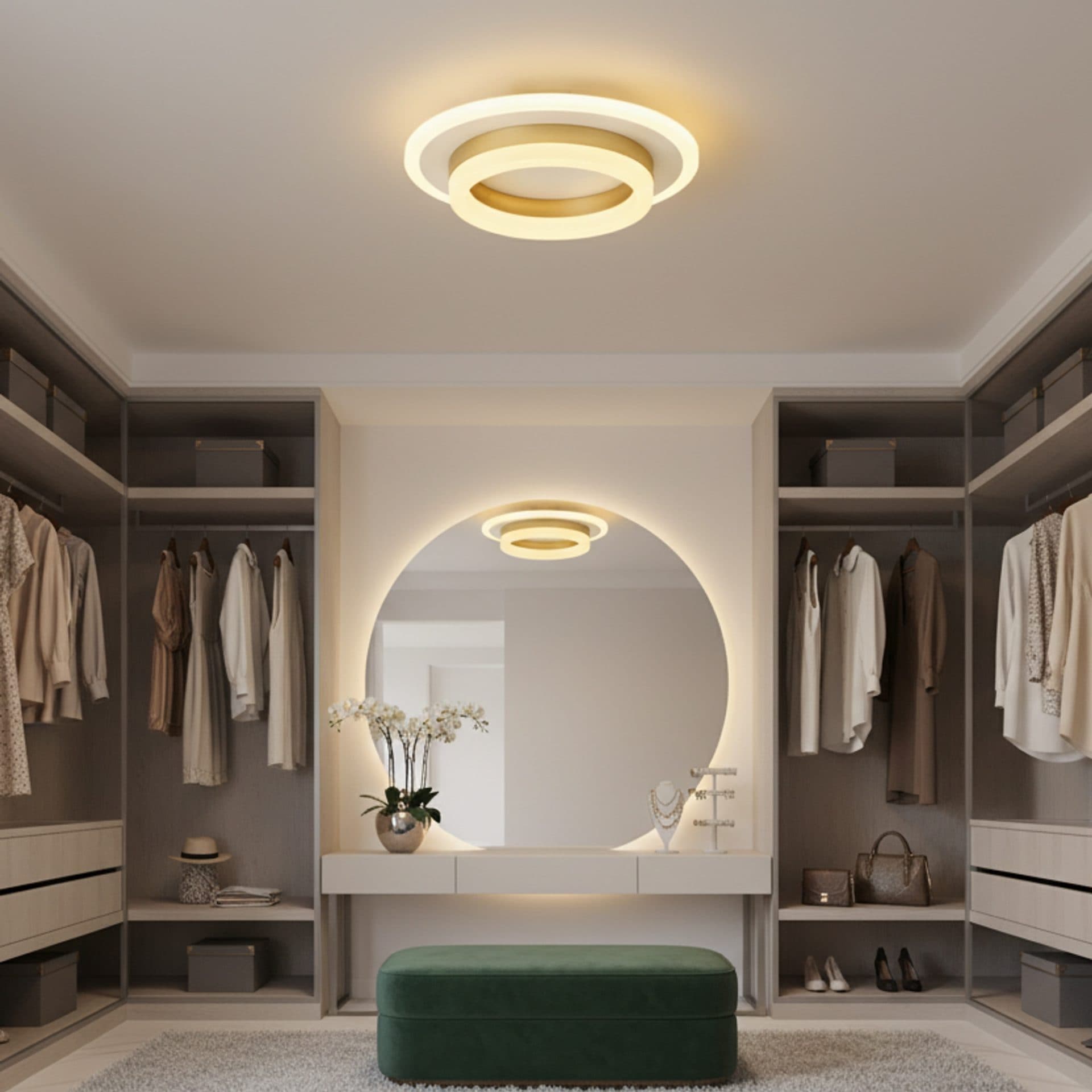 Lustra LED Rotunda 21W Flippy Alb Auriu — imagine 1