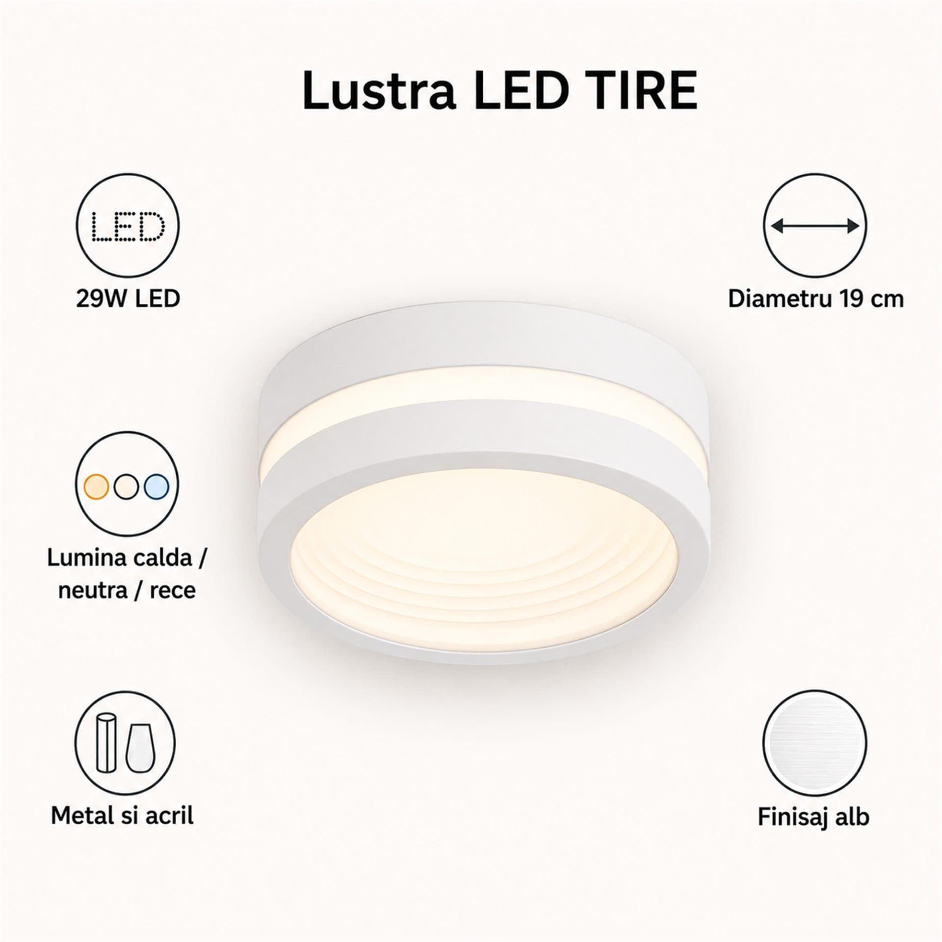 Lustra LED Flippy 29W Diametru 19cm Lumina Calda/Neutra/Rece Alb — imagine 8