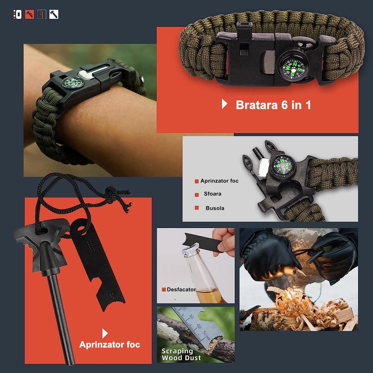Kit supravietuire Flippy, set 32 instrumente si accesorii — imagine 4