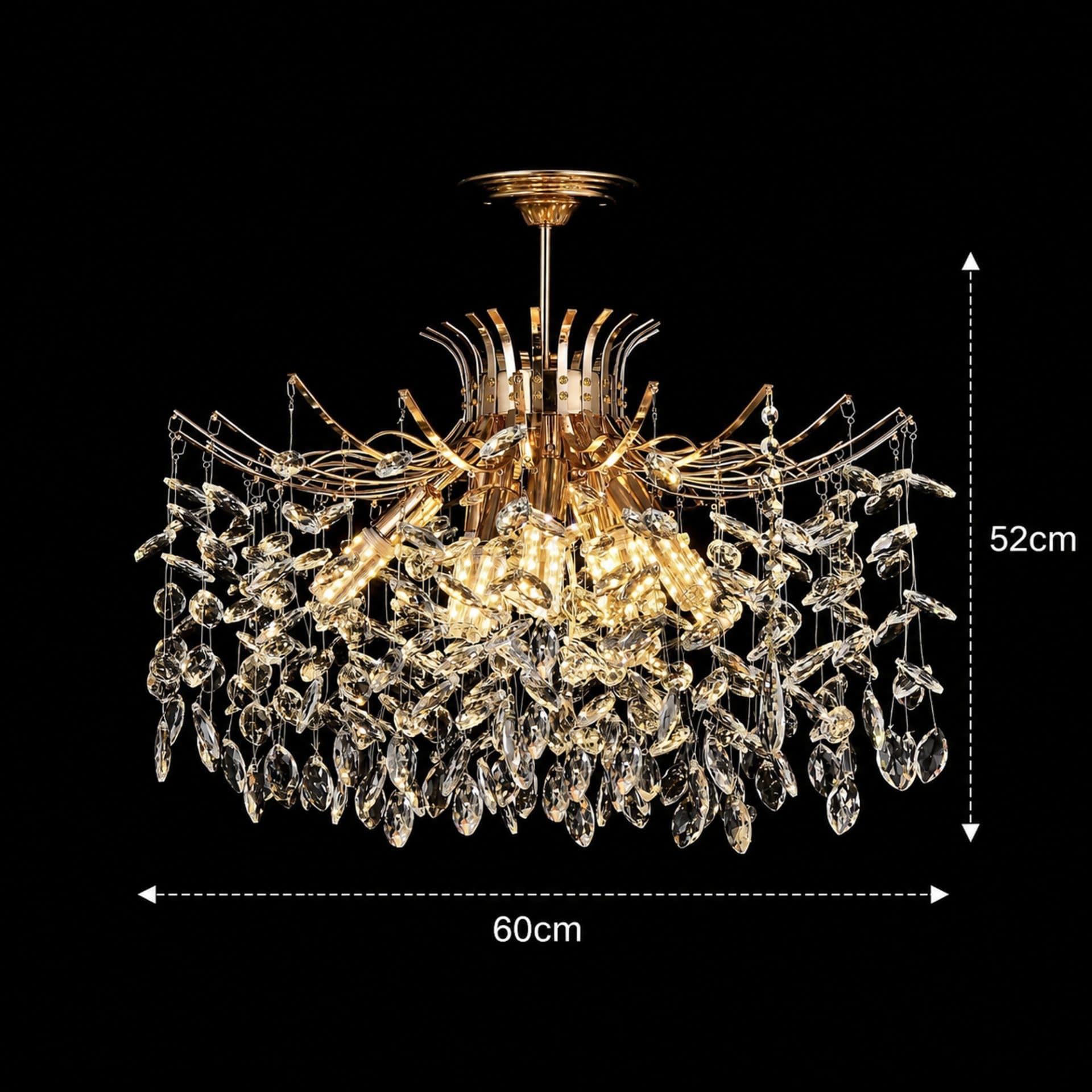 Candelabru Cristal Flippy 10x E14 Diametru 60 cm Auriu Inaltime Reglabila — imagine 4