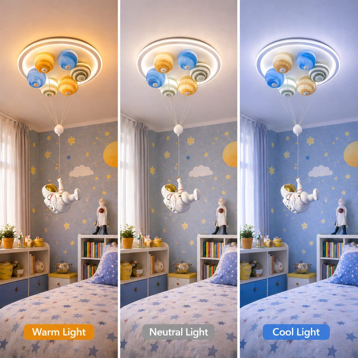 Lustra LED Flippy Astronaut 60W, 6xE27, lumina Rece/Calda/Neutra, Alb — imagine 2