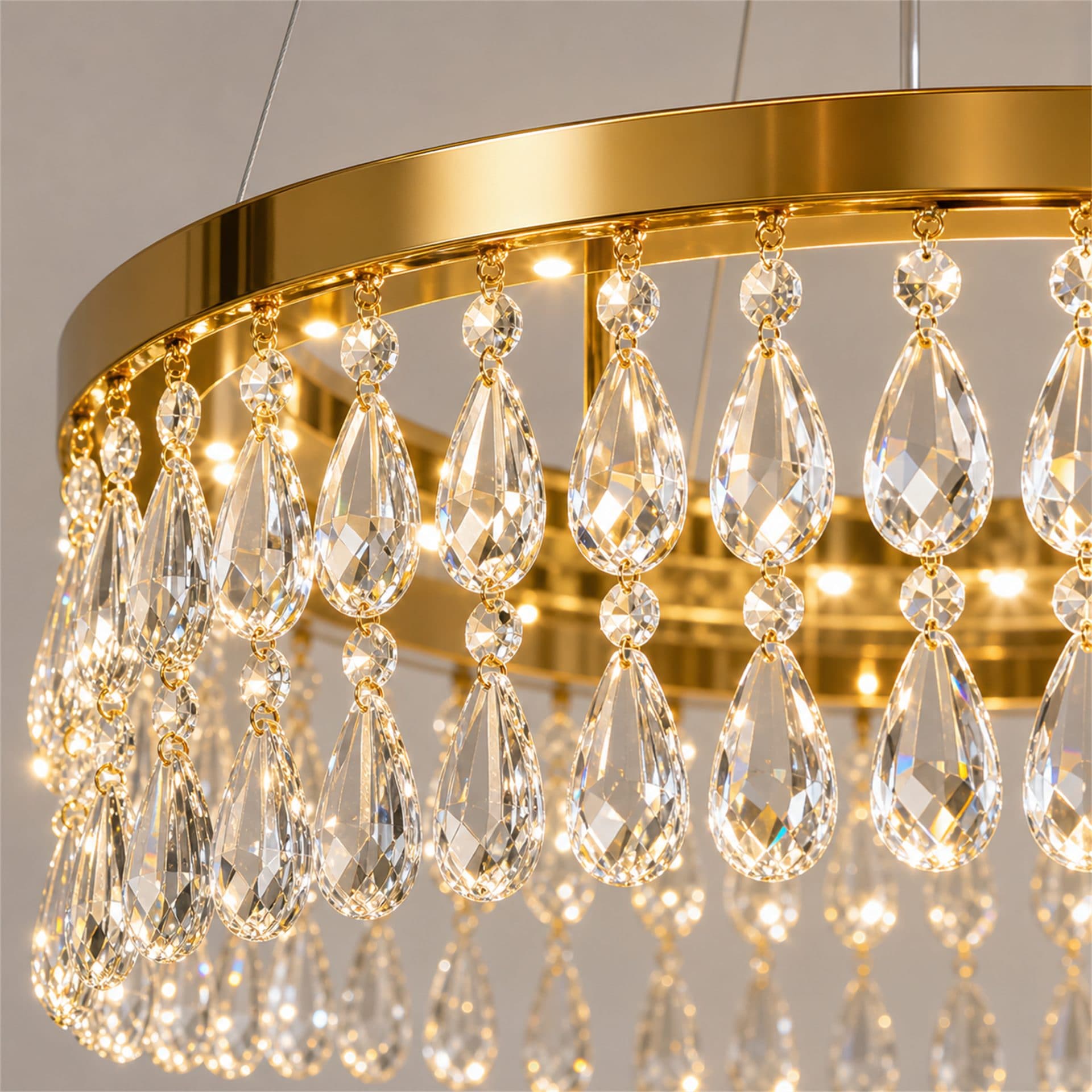Candelabru LED Flippy Cristal Suspendat 30 Surse 90W Auriu — imagine 3