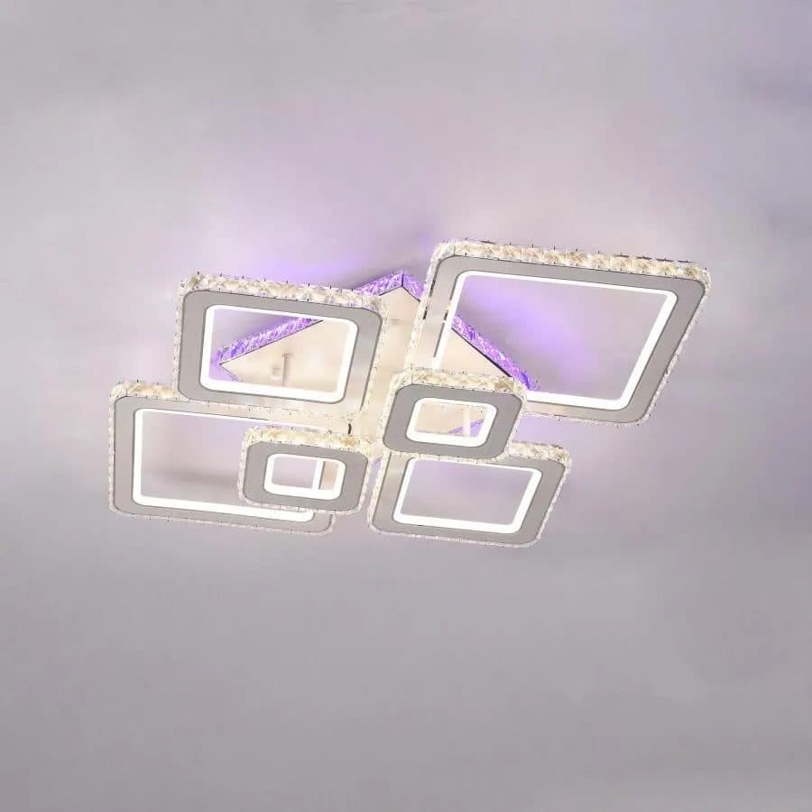 Lustra LED Flippy RGB 288W 6 Patrate Cristal — imagine 3