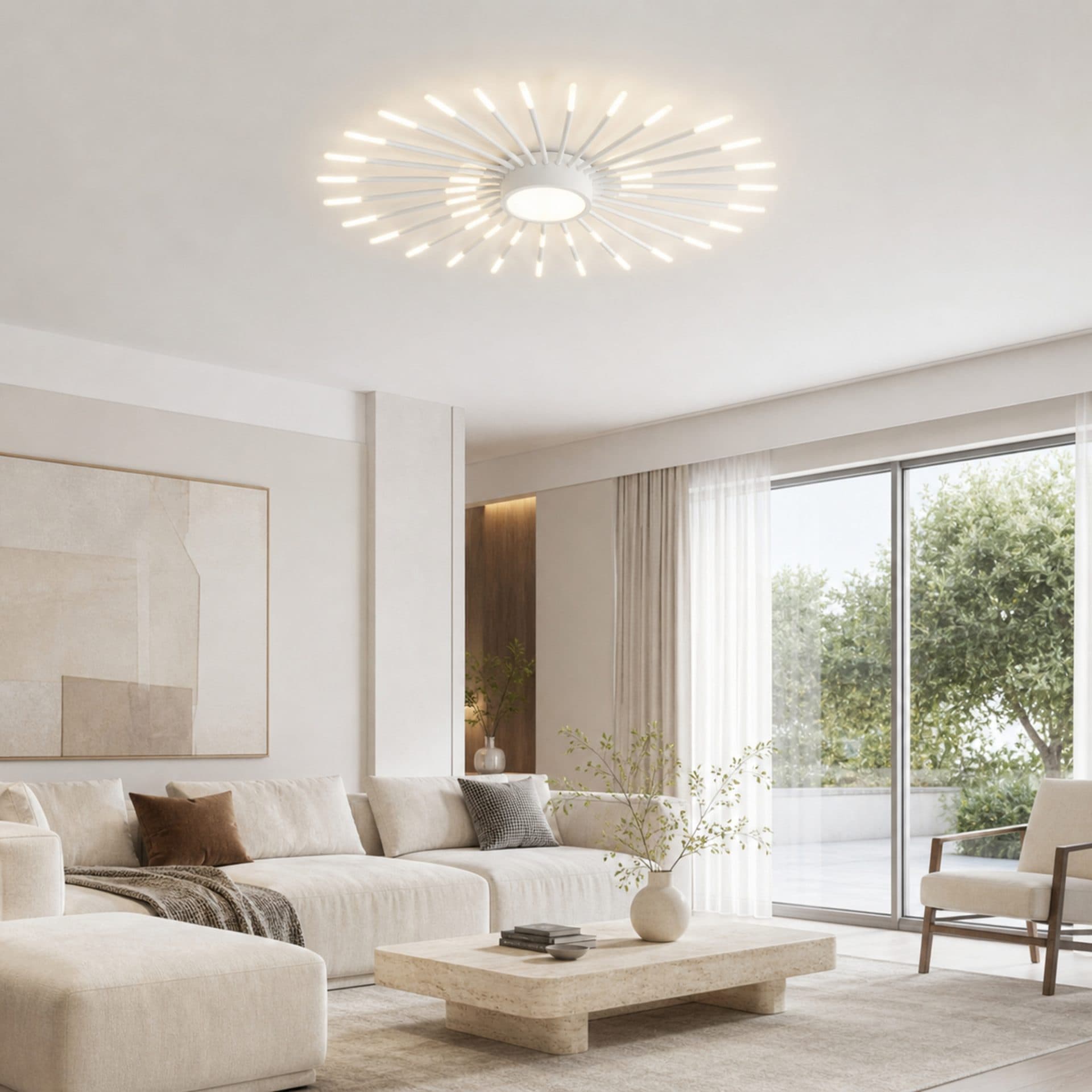 Lustra LED Flippy KALESA Grande, Lumina Neutra 4000K, 28W, Alb, Metal si Acril — imagine 7