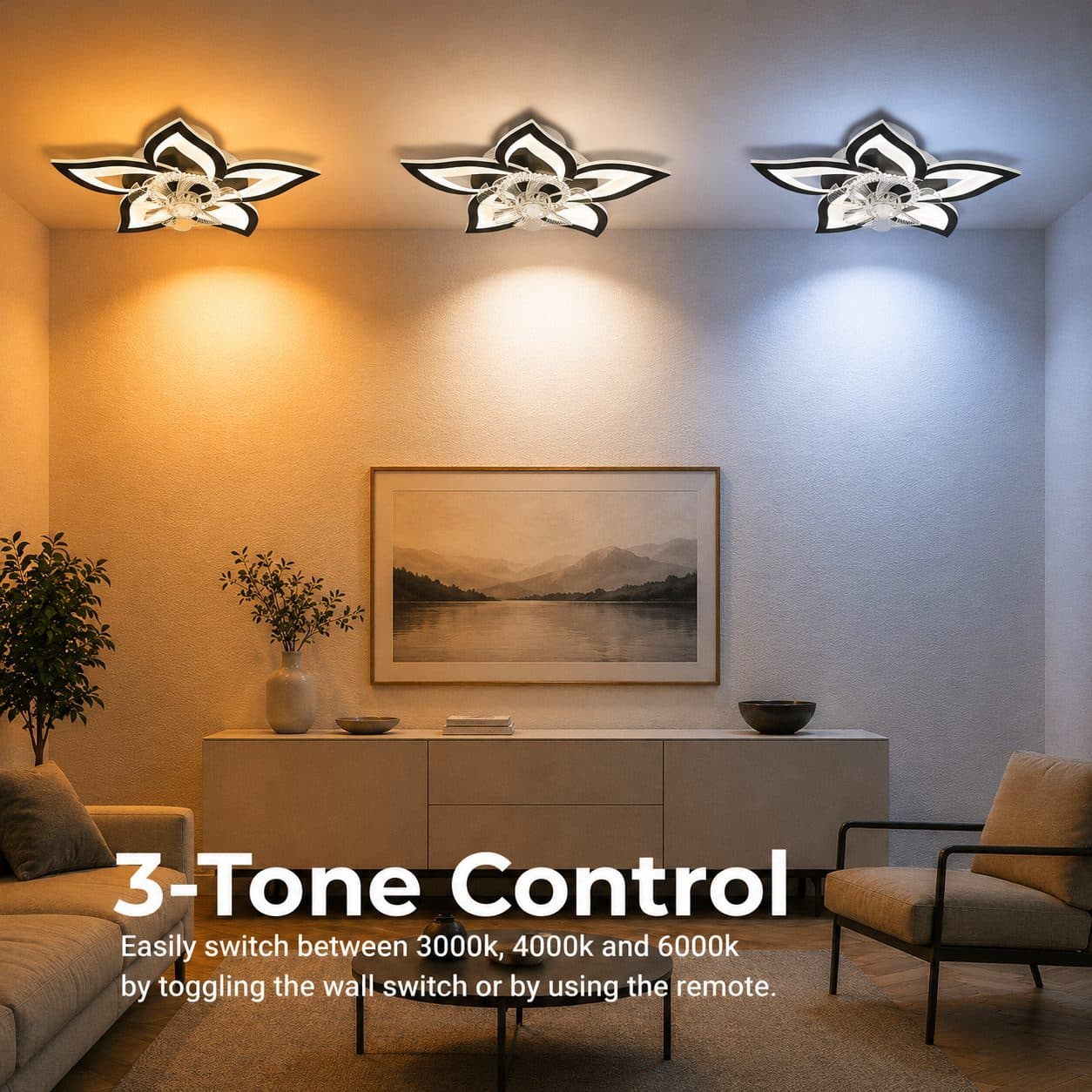 Lustra LED Ventilator Flippy 49W D85cm Telecomanda Negru — imagine 9