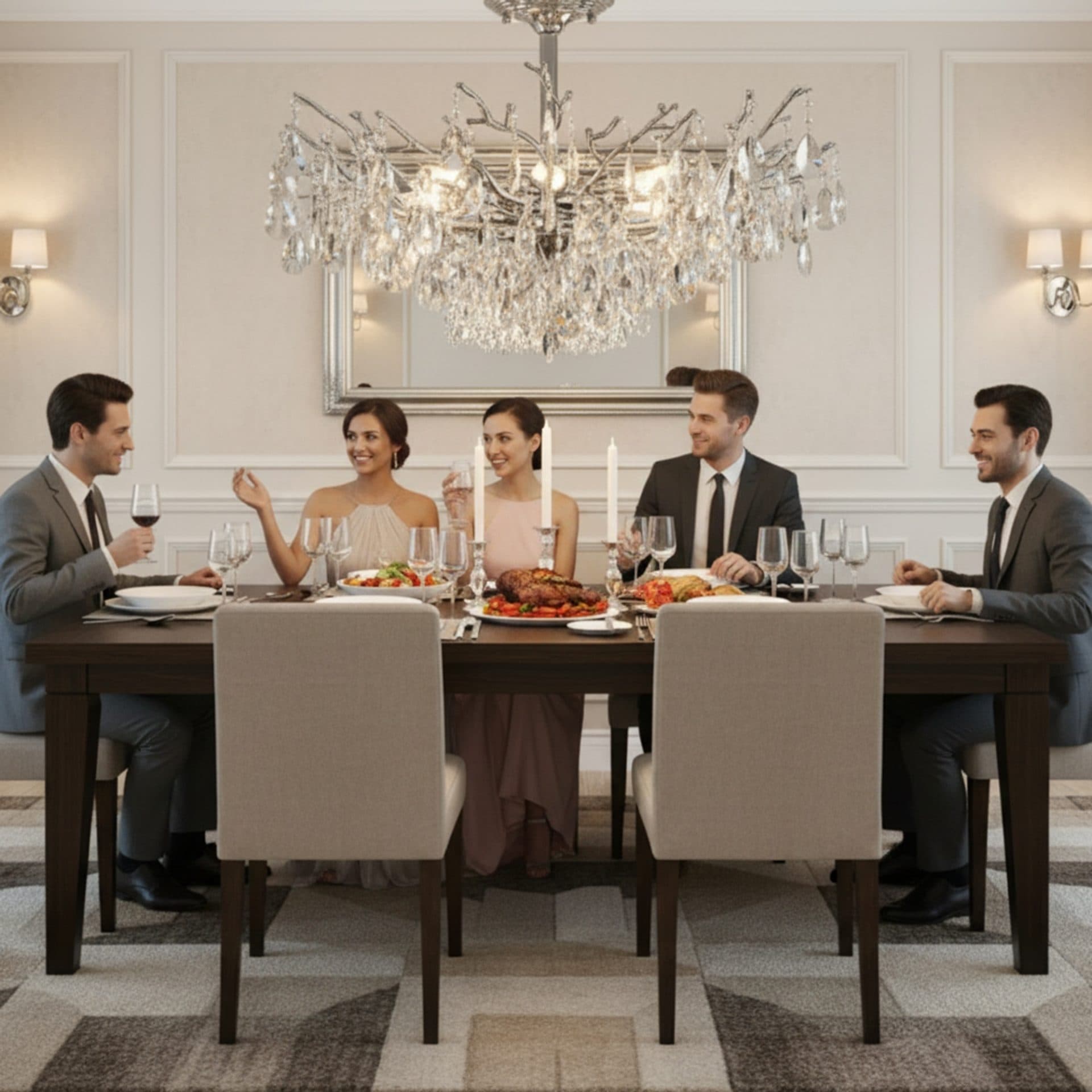 Candelabru Flippy Cristal REINA Regalis 8x E14 D80cm Crom Lucios — imagine 4