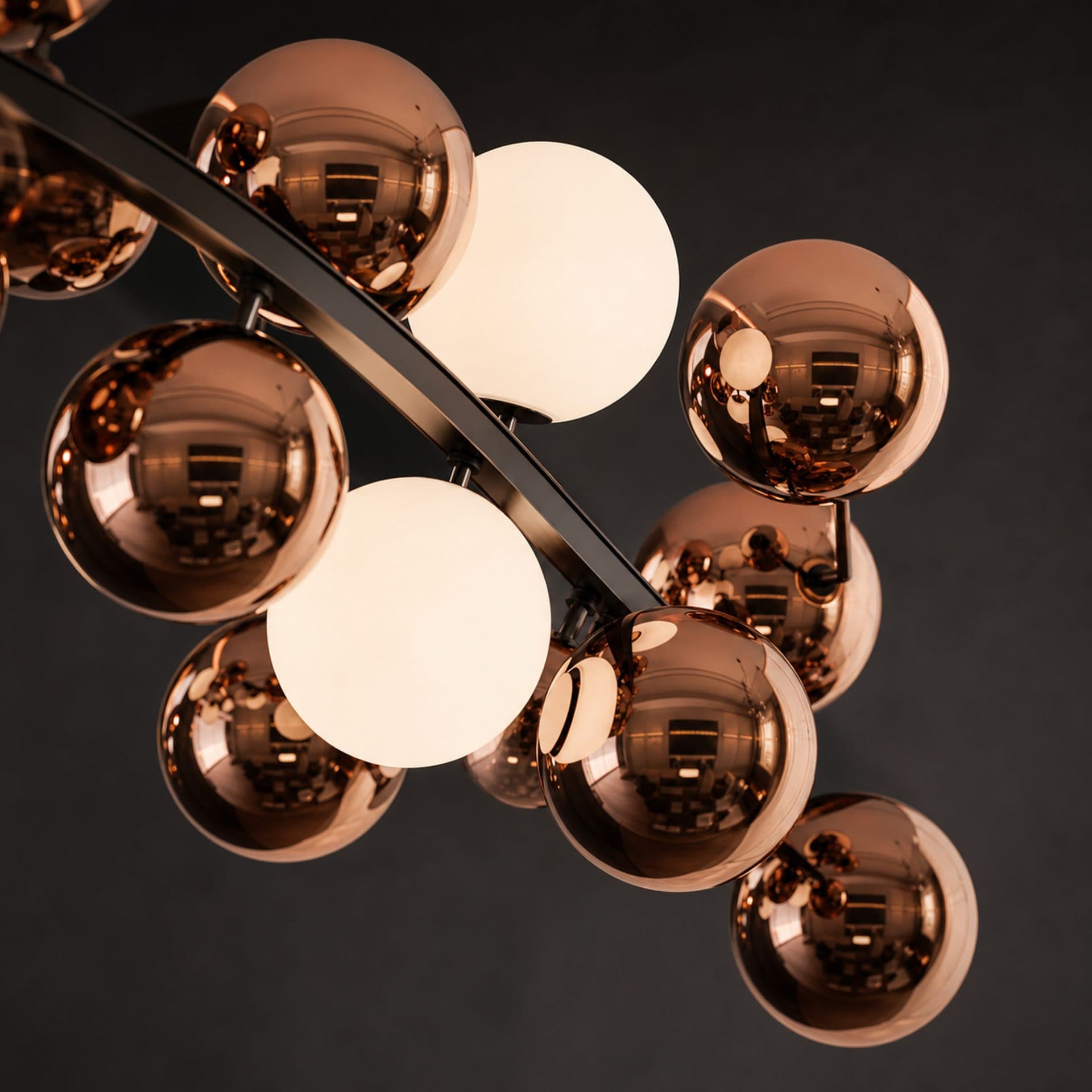Lustra Suspendata BARRO Grande L130cm 11x G9 Rose Gold Metal si Sticla — imagine 10