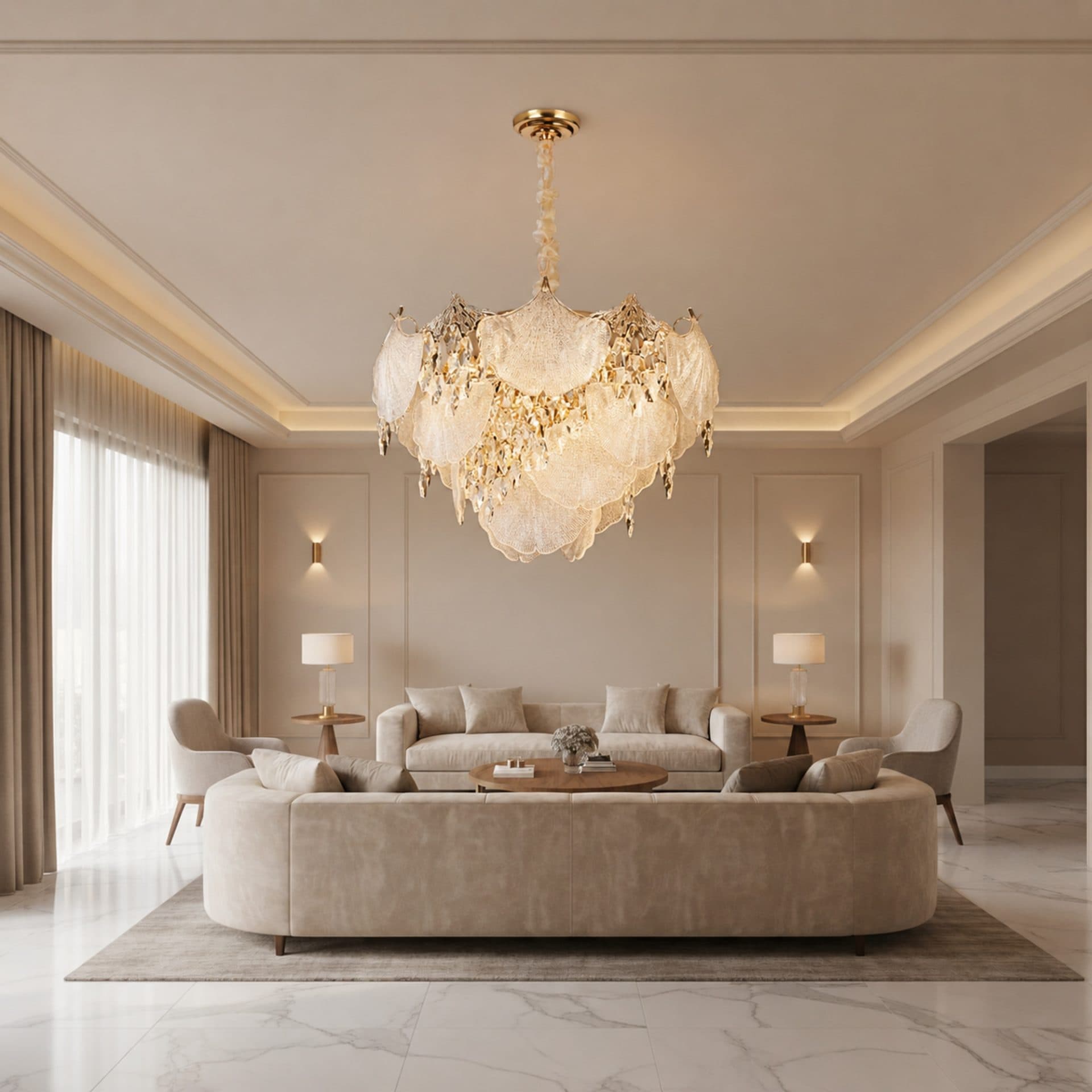 Candelabru Flippy Cristal LUXE Magno 11x E14 Auriu Lucios Inaltime Reglabila — imagine 2