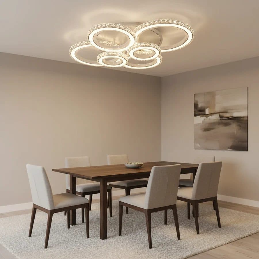 Lustra LED Flippy NOVA ROTONDA RGB 145W, 6 Cercuri, Telecomanda, Alb — imagine 2