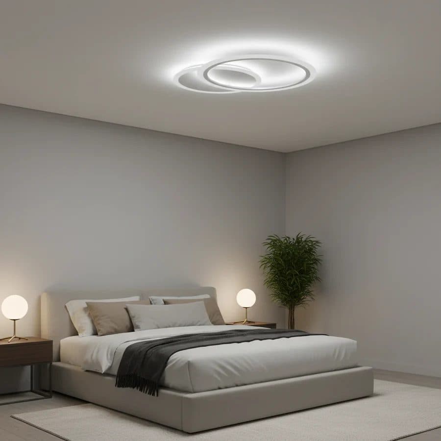 Lustra LED Flippy LUCY 27W, 2 Cercuri, Control Telecomanda, Alb, Metal si Acril — imagine 1